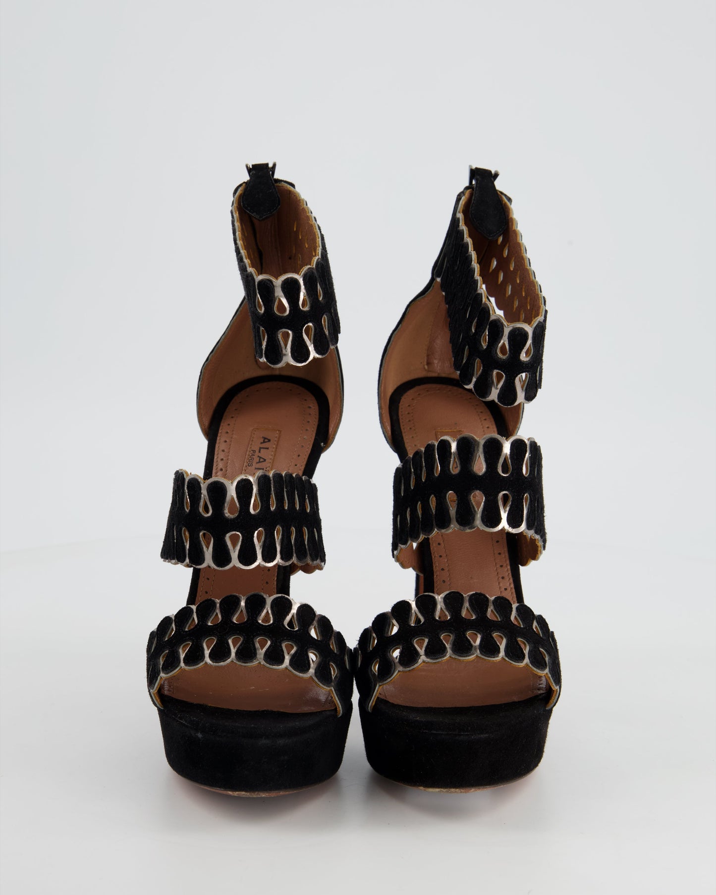 Ala•a Black Cut Out Open Sandal Heels Size EU 35