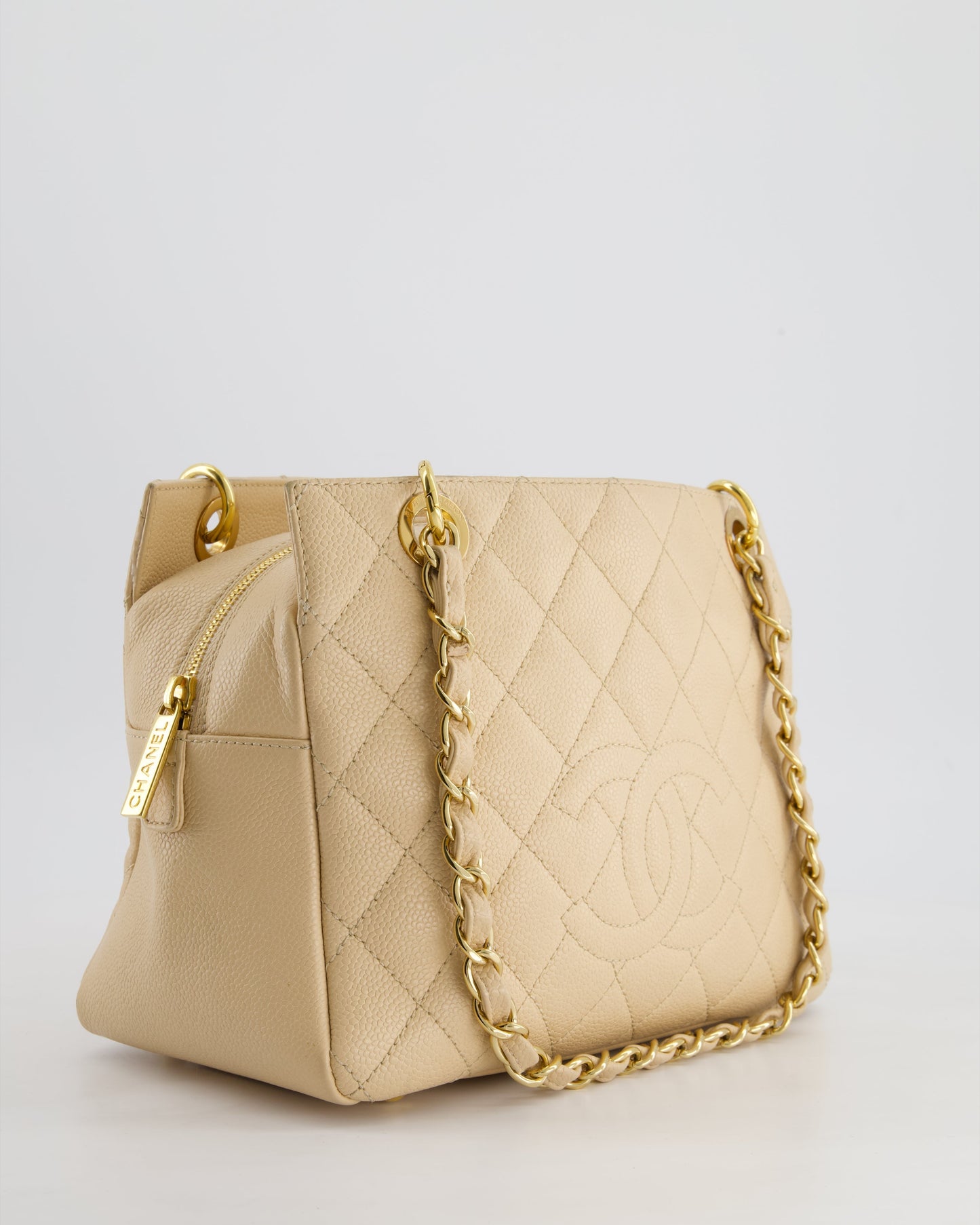 *RARE* Chanel Mini Beige GST Shopper Tote Bag in Caviar Leather with Gold Hardware