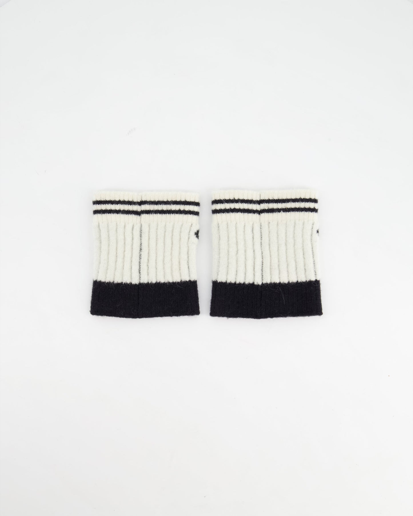 Chanel Black and White Logo Wool Cuffs