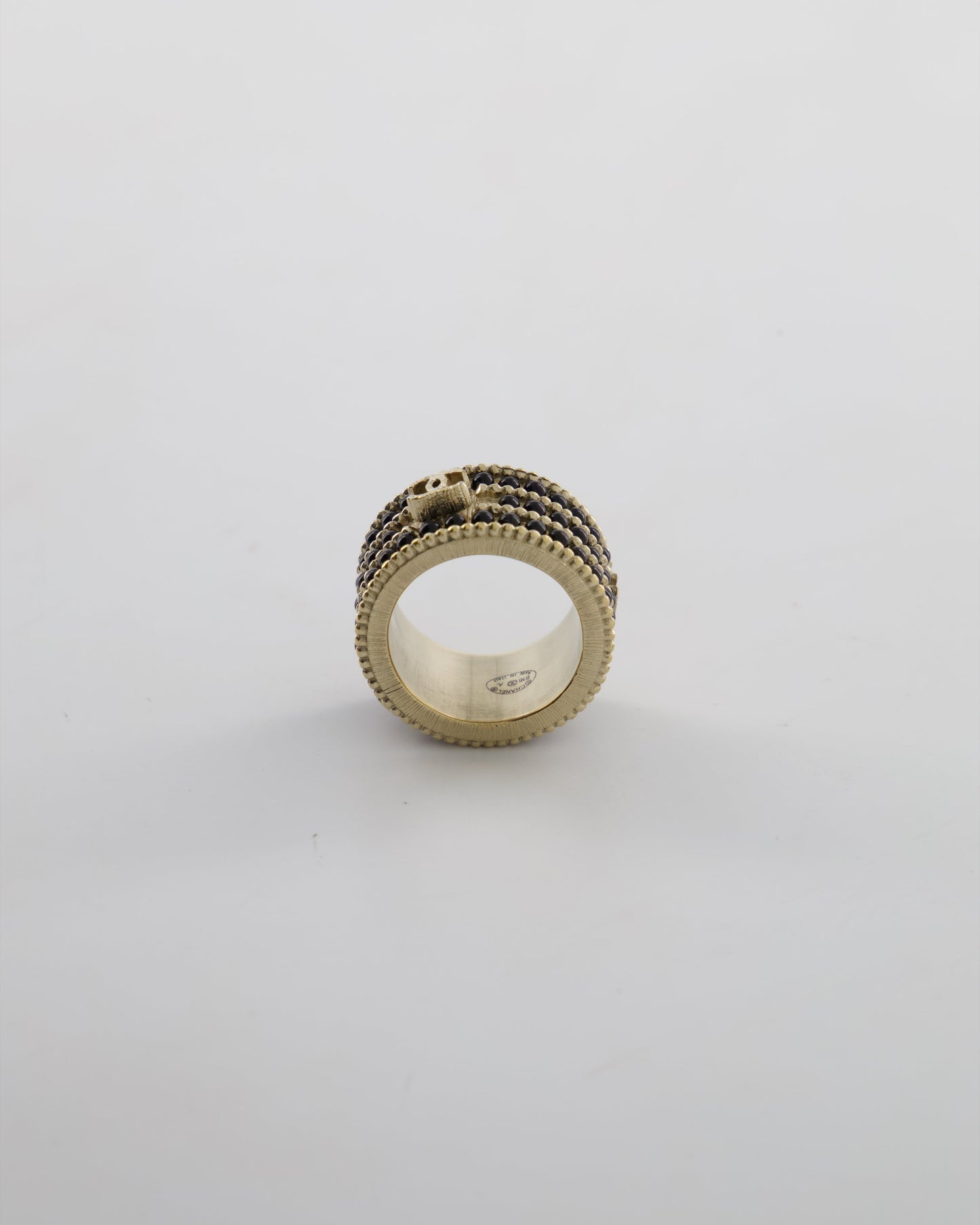 Chanel A/16 Black CC 3 Tiered Beaded Ring
