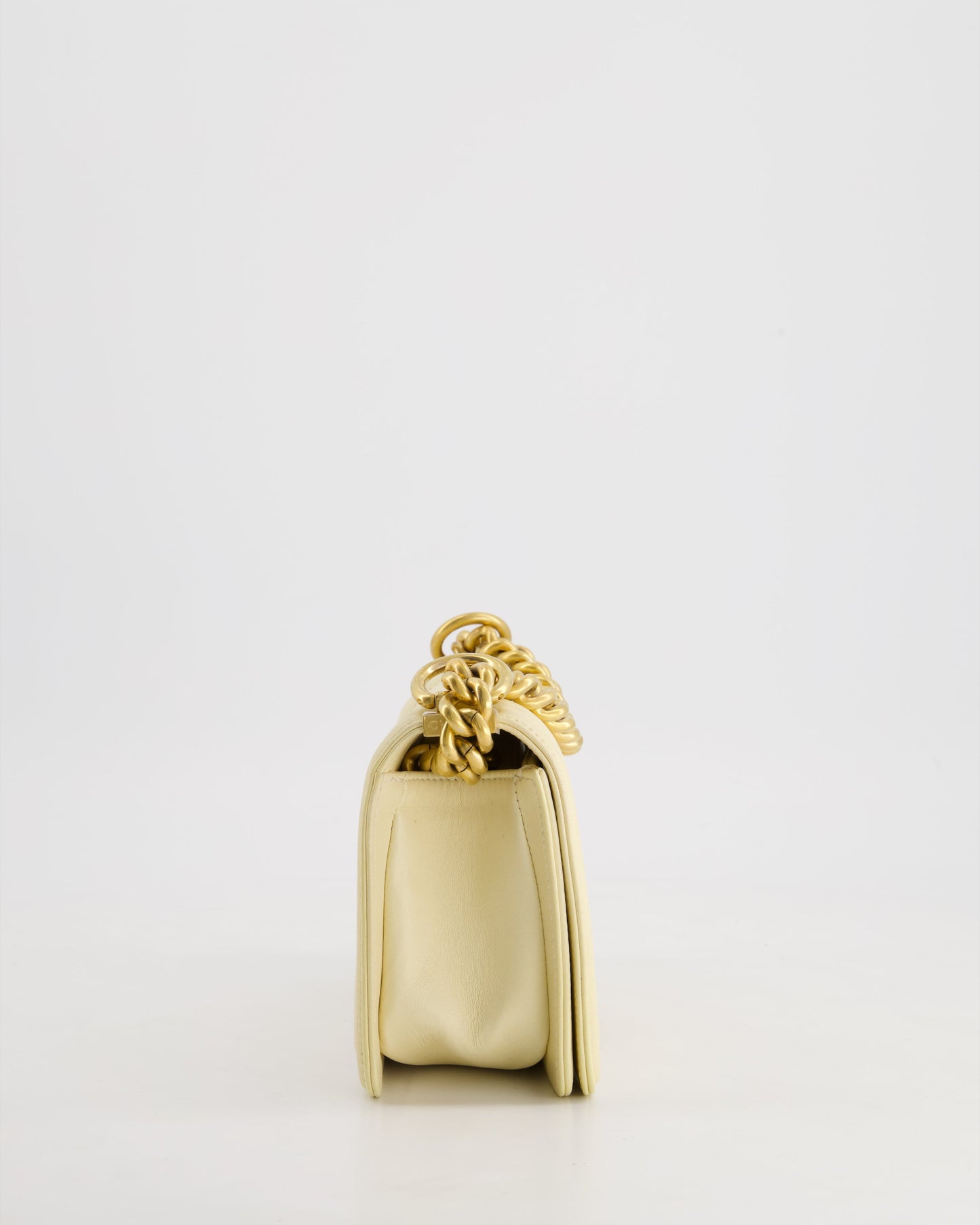 Chanel Cream Small Boy Bag in Lambskin Leather with Brushed Gold Hardware