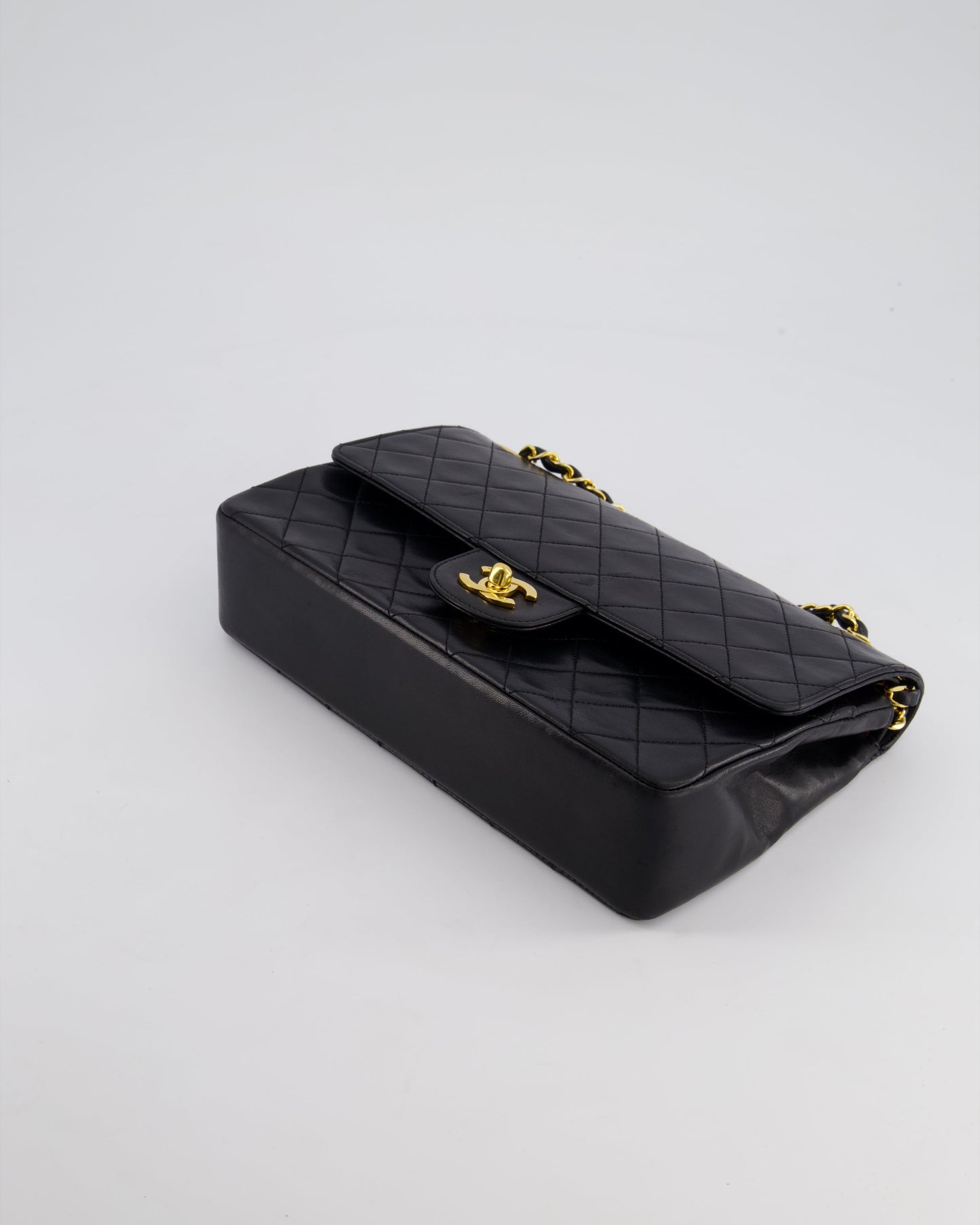 Chanel Black Medium Classic Double Flap Bag in Lambskin Leather with 24K Gold Hardware