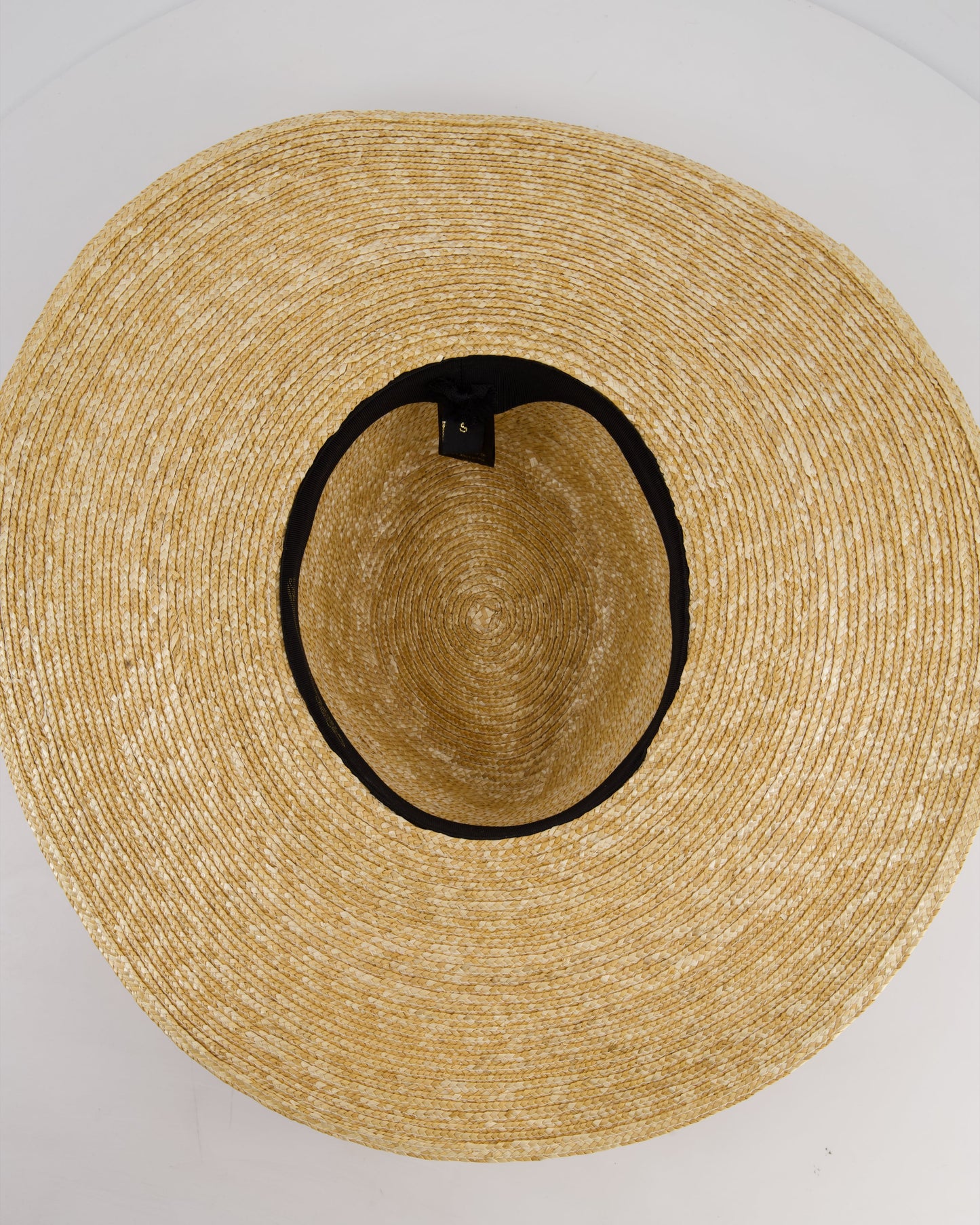 Borsalino Beige Raffia Hat with Logo Detail Size S