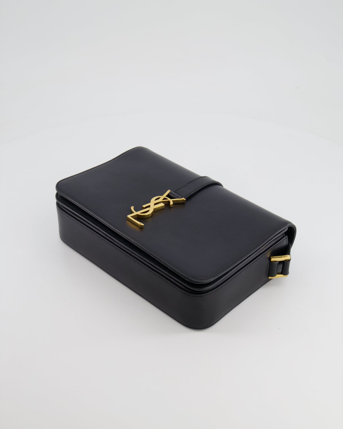 Saint Laurent Black Messenger Leather Bag with Gold Hardware