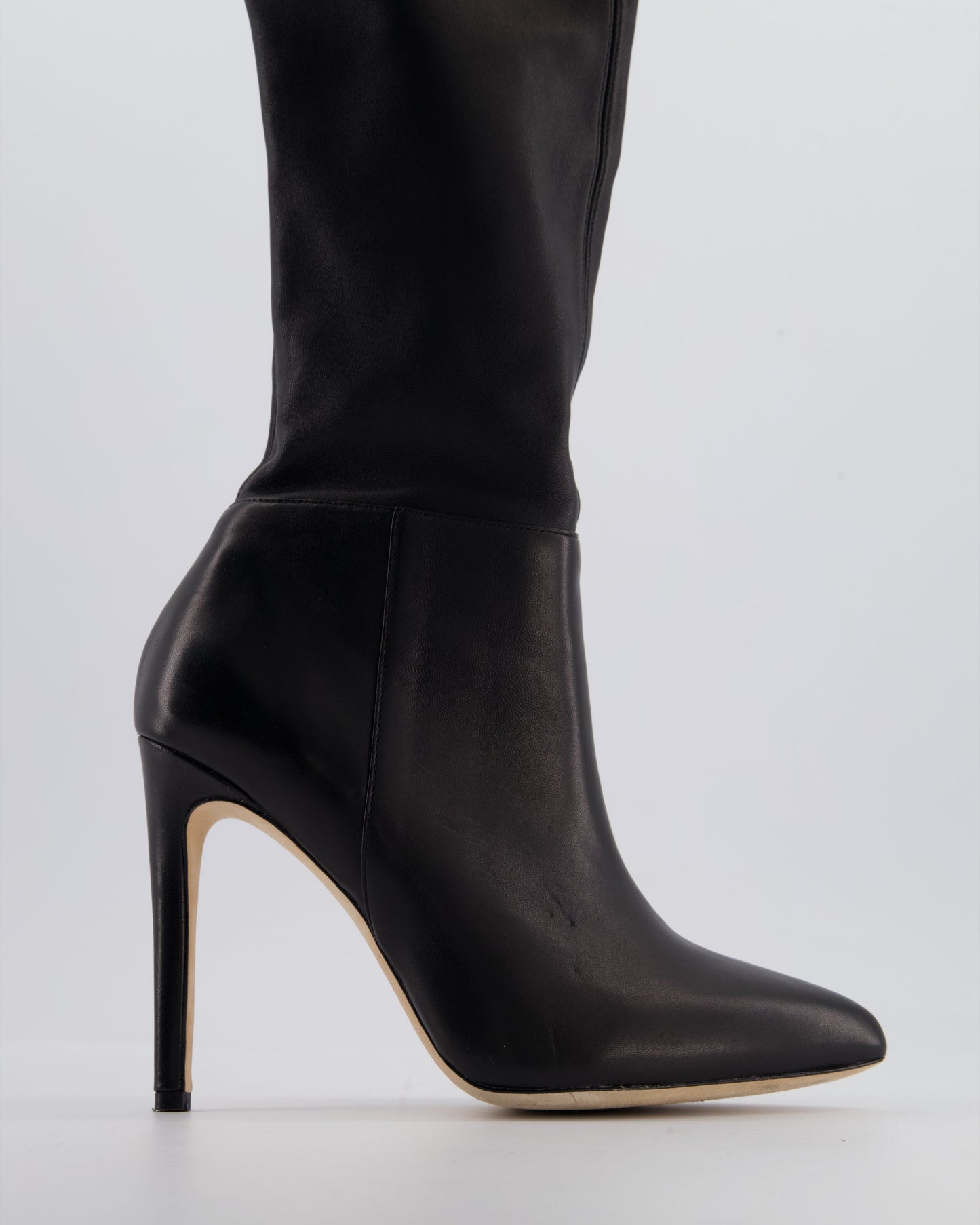 Aminah Abdullah Jillil Azizah Black Calfskin Leather Over-The-Knee Boots Size 38 (8M) RRP £890