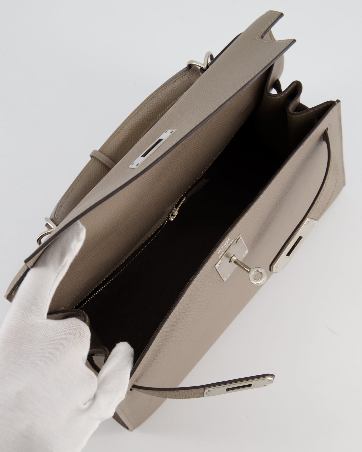 Herm�s Kelly 28 Sellier Bag in Gris Asphalt Epsom Leather with Palladium Hardware