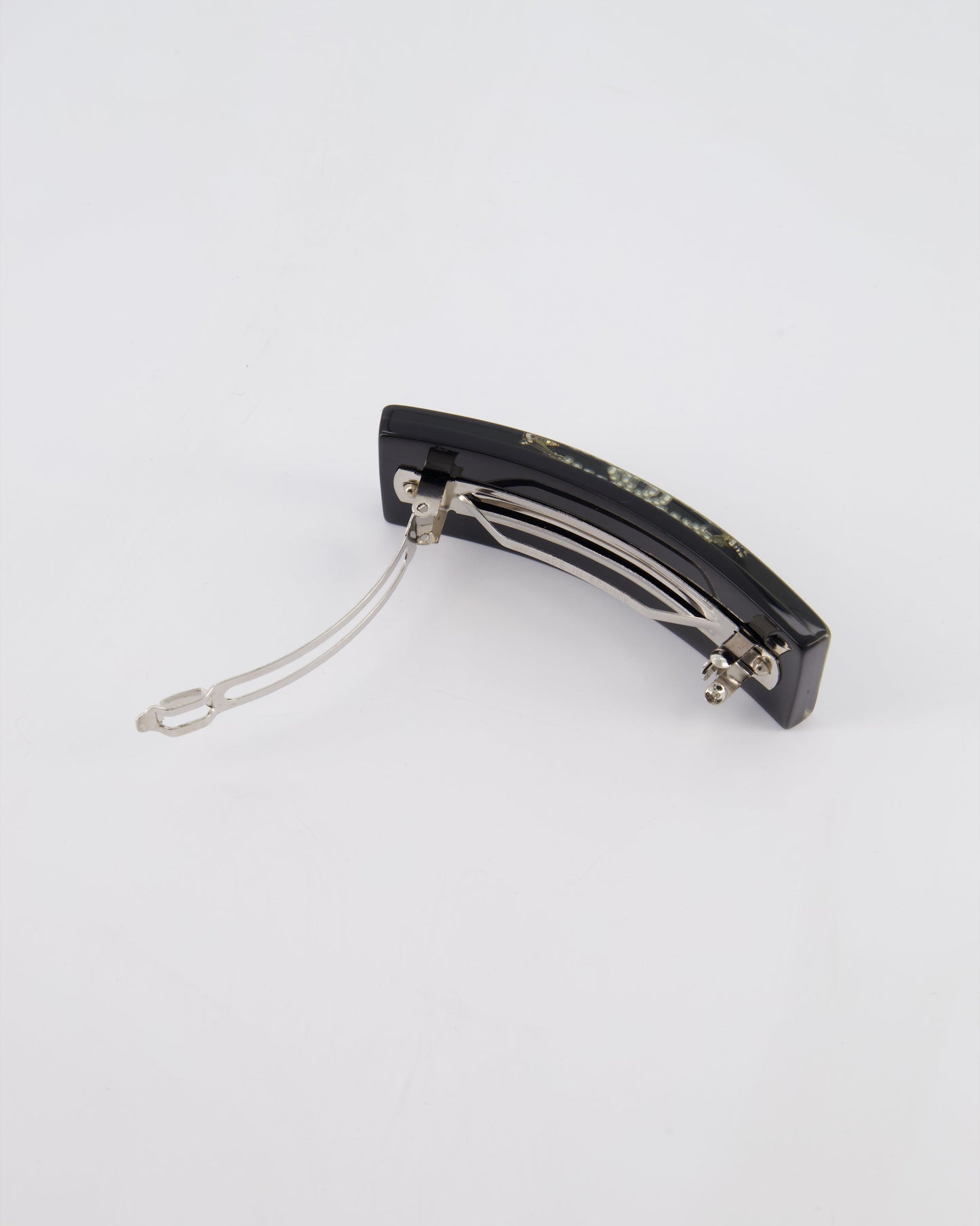 Chanel 16/S Black & White Hair Clip with Logo and Crystals