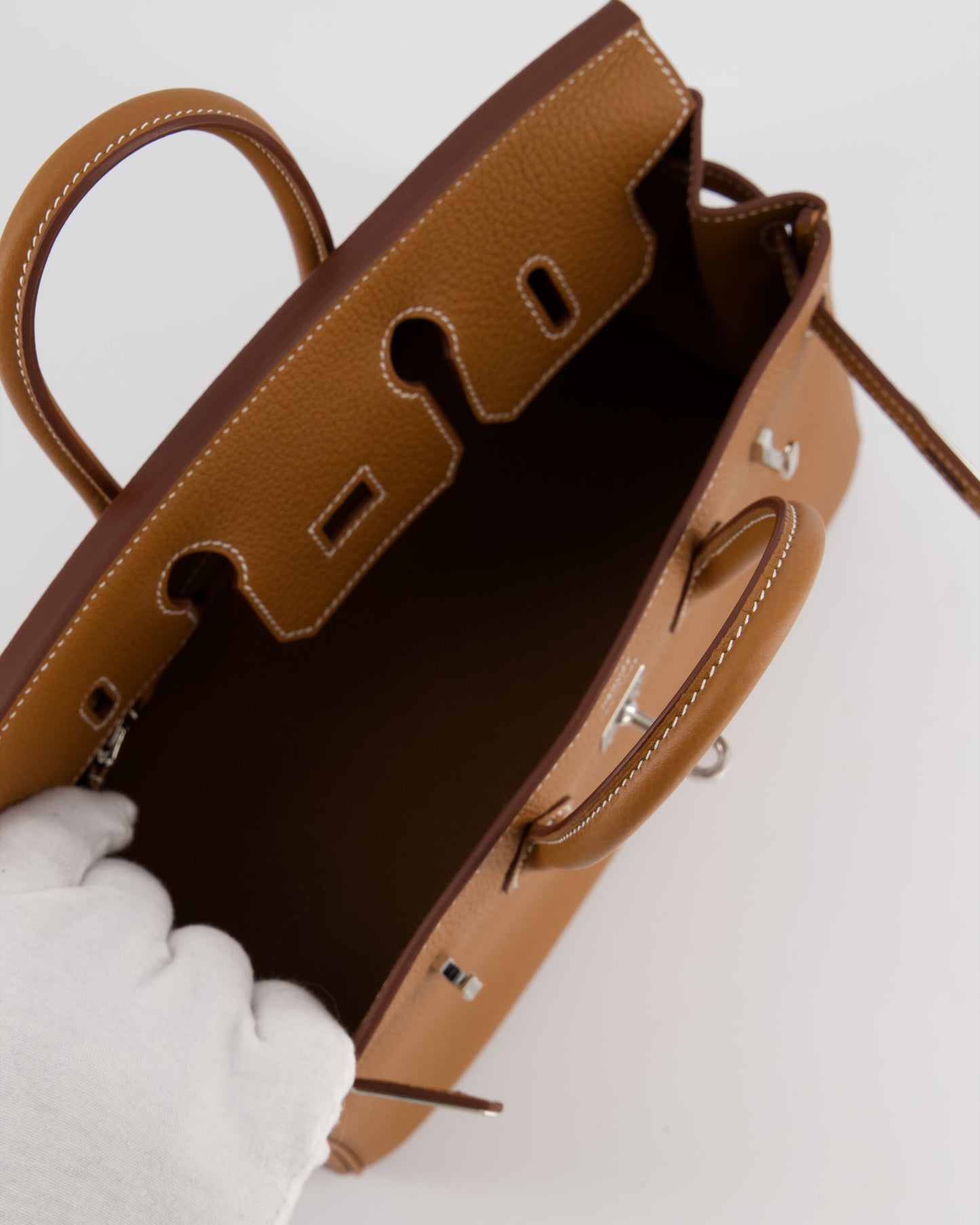 *HOT* Herm�s Birkin 25 Retourne Bag in Gold Togo Leather with Palladium Hardware