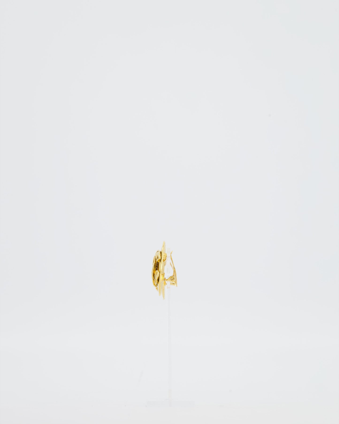Chanel 94P Gold Medallion Clip On Earrings with CC Logo Detail