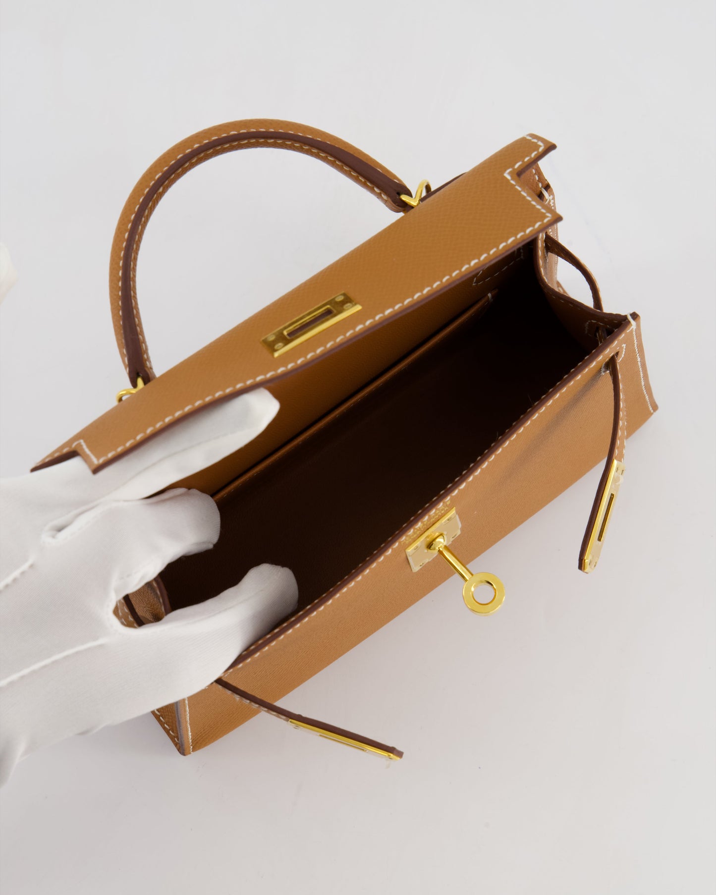 Herm�s Mini Kelly II 20 Bag in Gold Epsom Leather with Gold Hardware