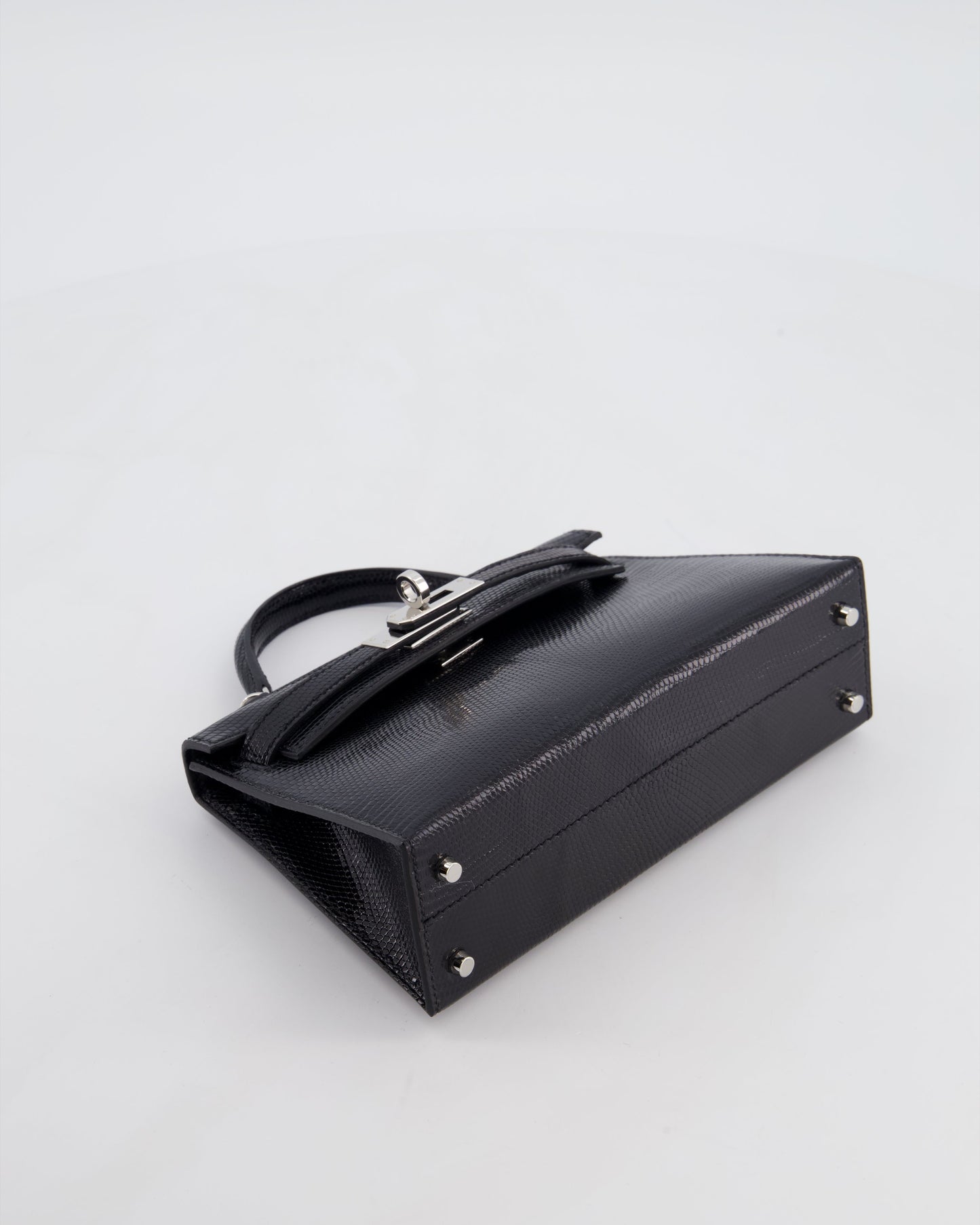 *SUPER RARE* Herm�s Mini Kelly II 20 Bag in Noir Lizard Leather with Palladium Hardware