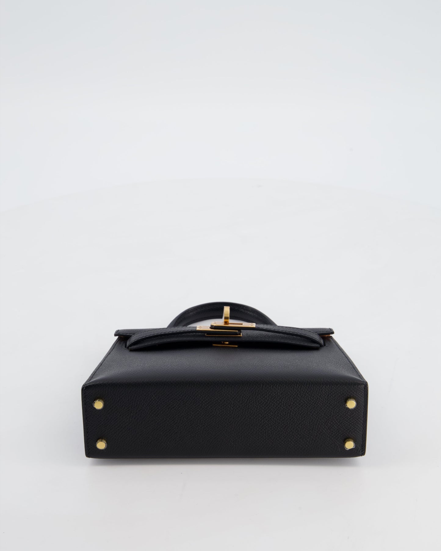 *SUPER RARE* Herm�s HSS Mini Kelly II 20 Verso Bag in Noir Epsom Leather with Gold Interior and Rose Gold Hardware