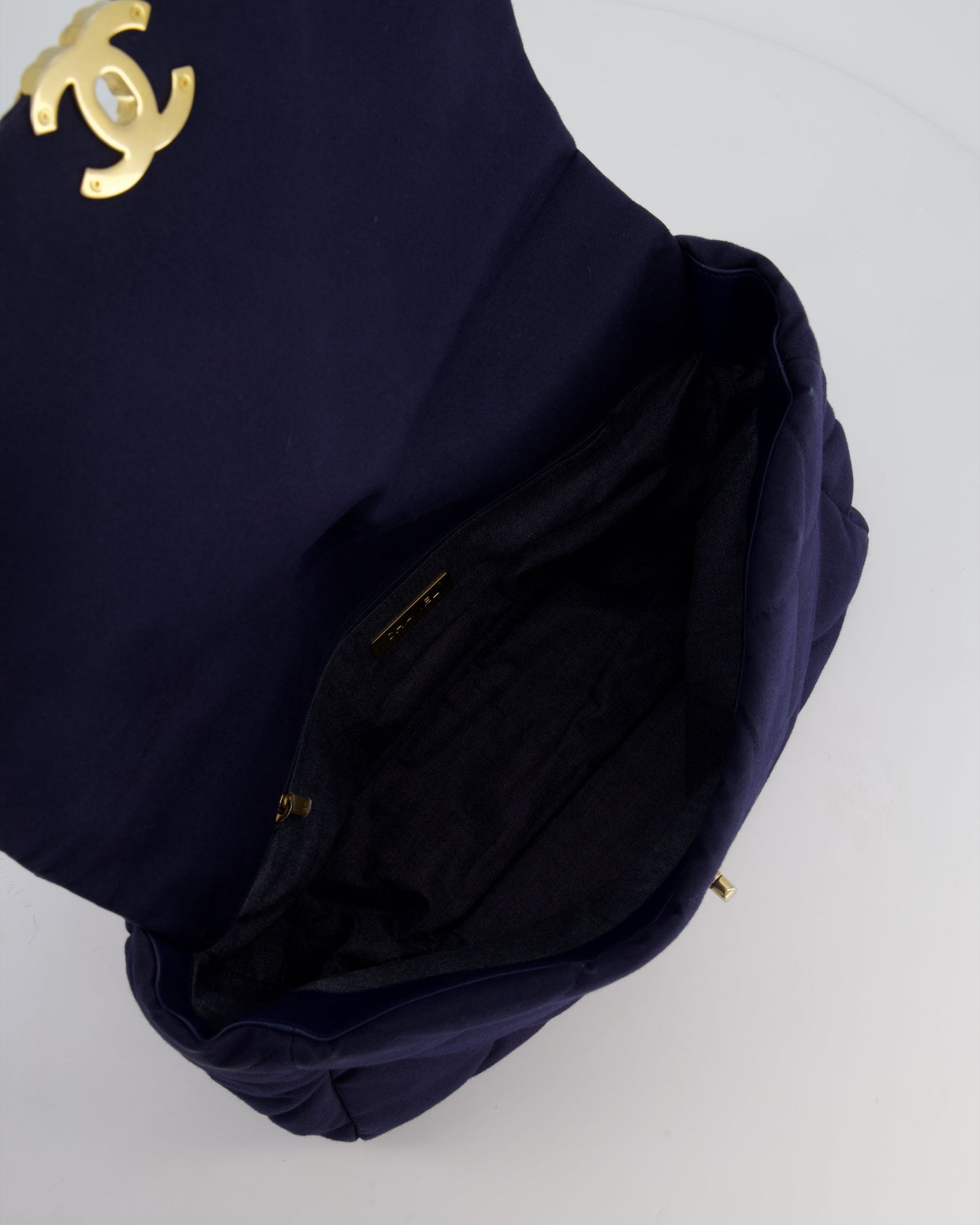 Chanel 19 Navy Maxi Flap Bag in Canvas with Mixed Hardware