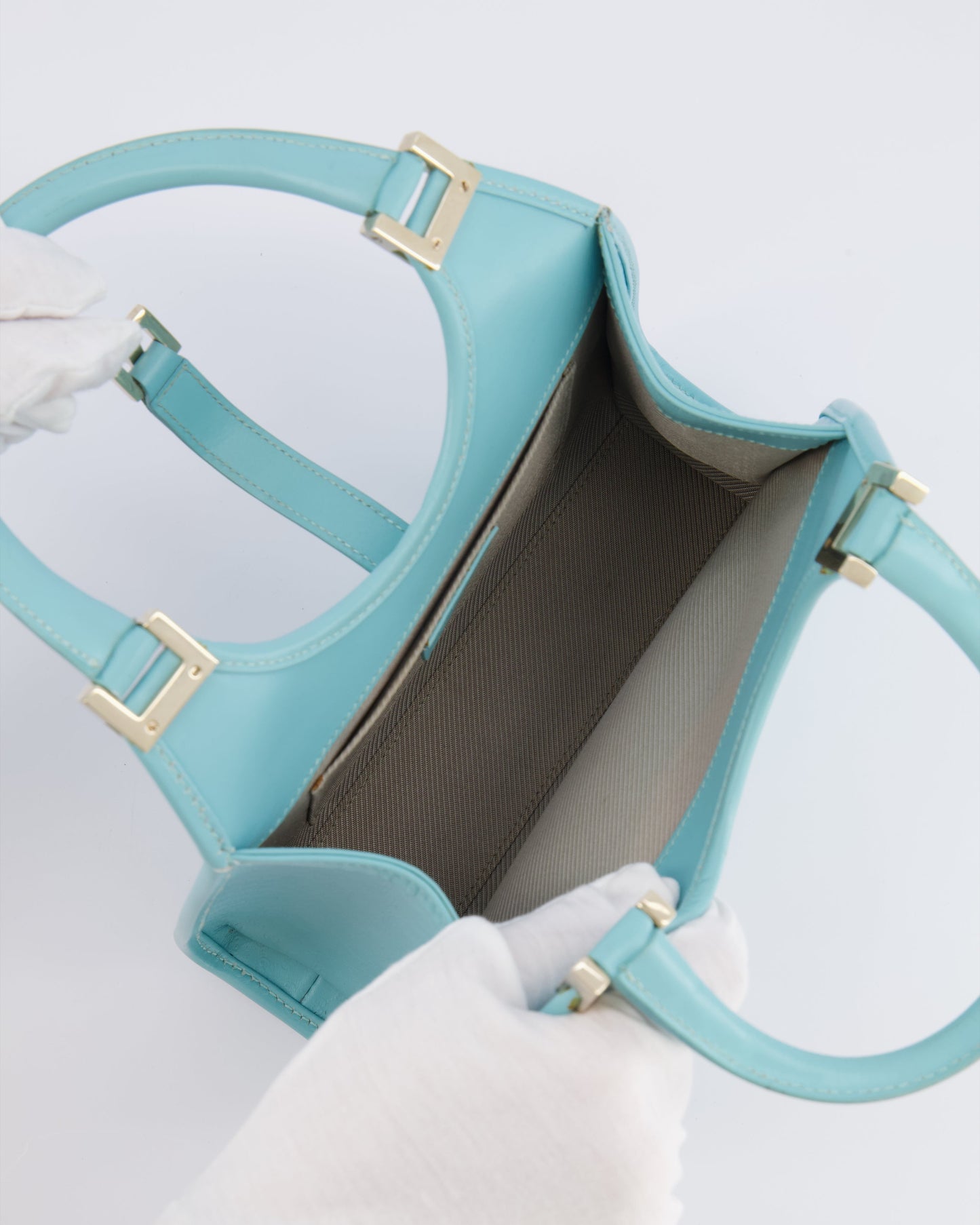 Gucci Baby Blue GG Leather Small Jackie Bag with Champagne Gold Hardware