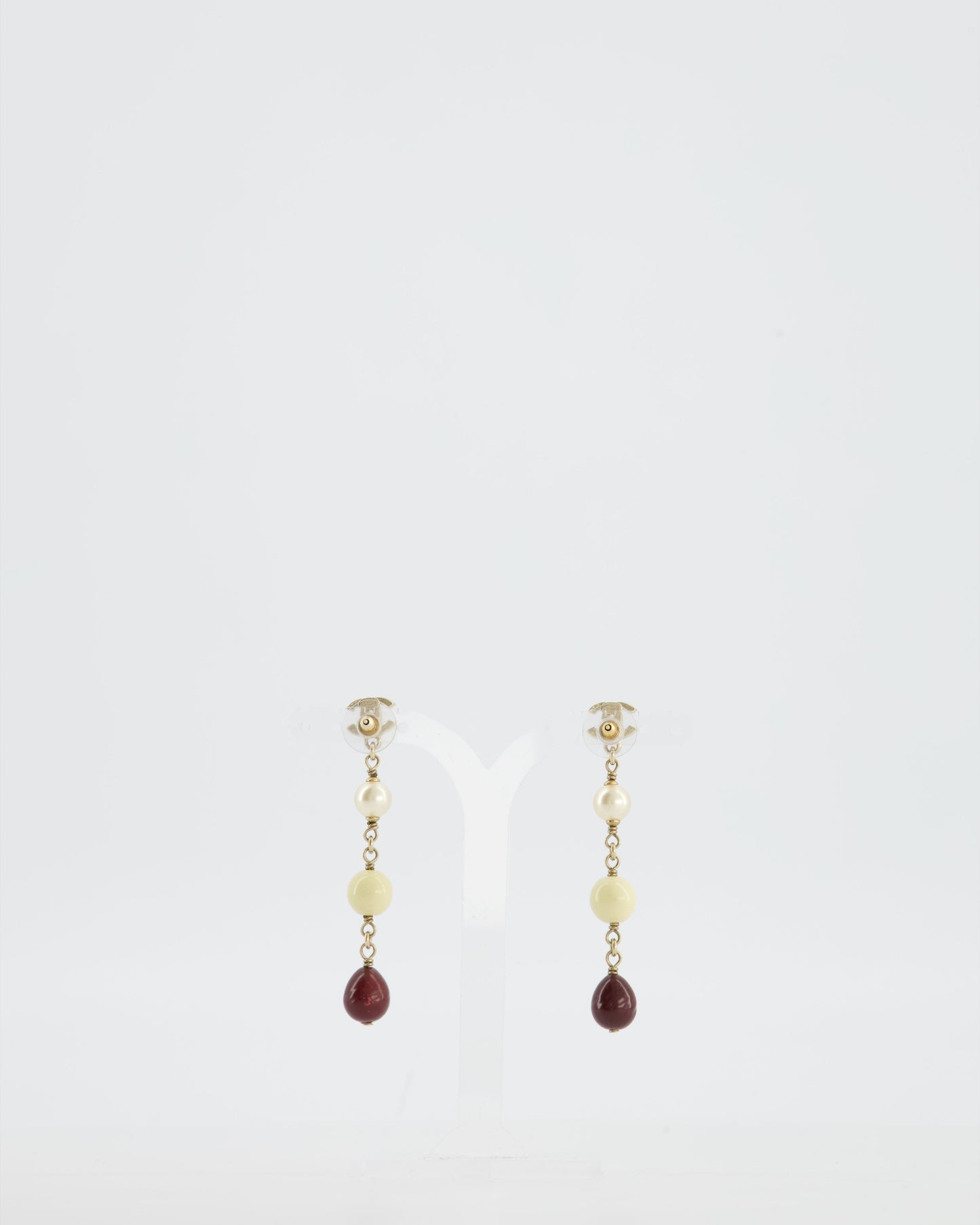 Chanel 2008 Pendant Earrings with Pearls and CC Studs Logo