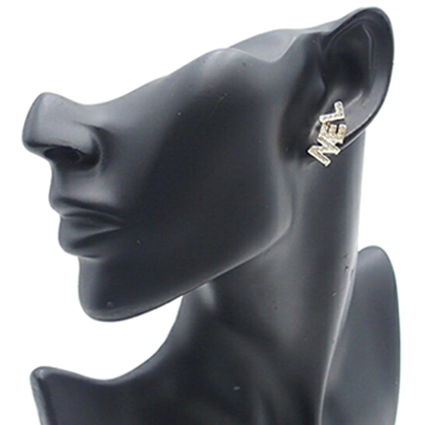 Gold Chanel CC Gold Plated Crystals Logo Push Back Earrings