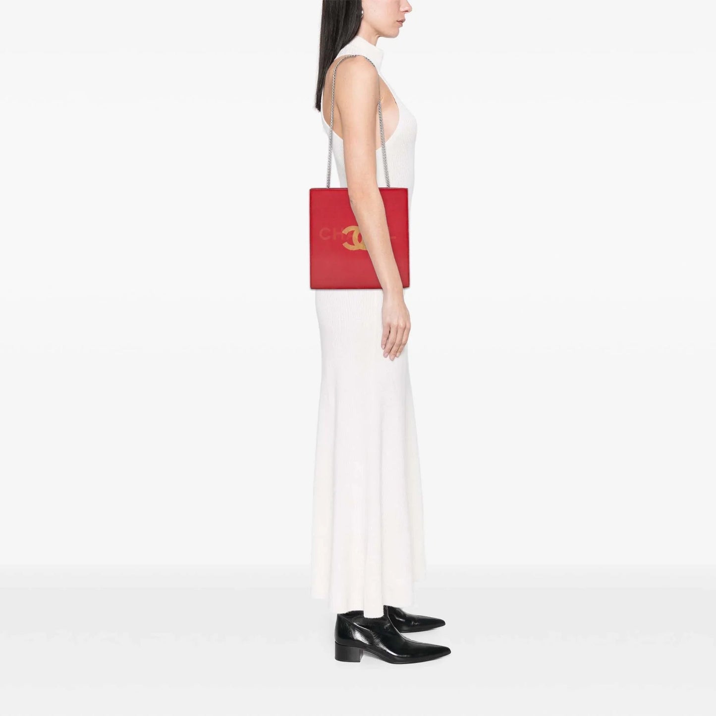 Red Chanel Vinyl Hologram CC Shoulder Bag