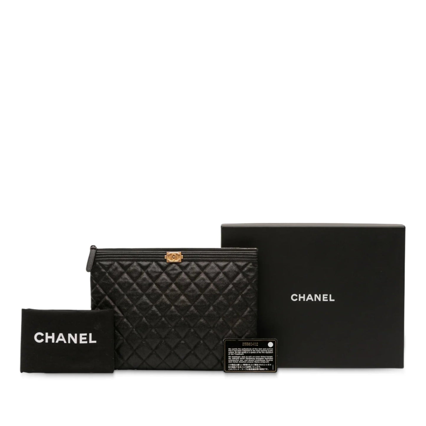 Black Chanel Medium Quilted Caviar Boy O Case Clutch