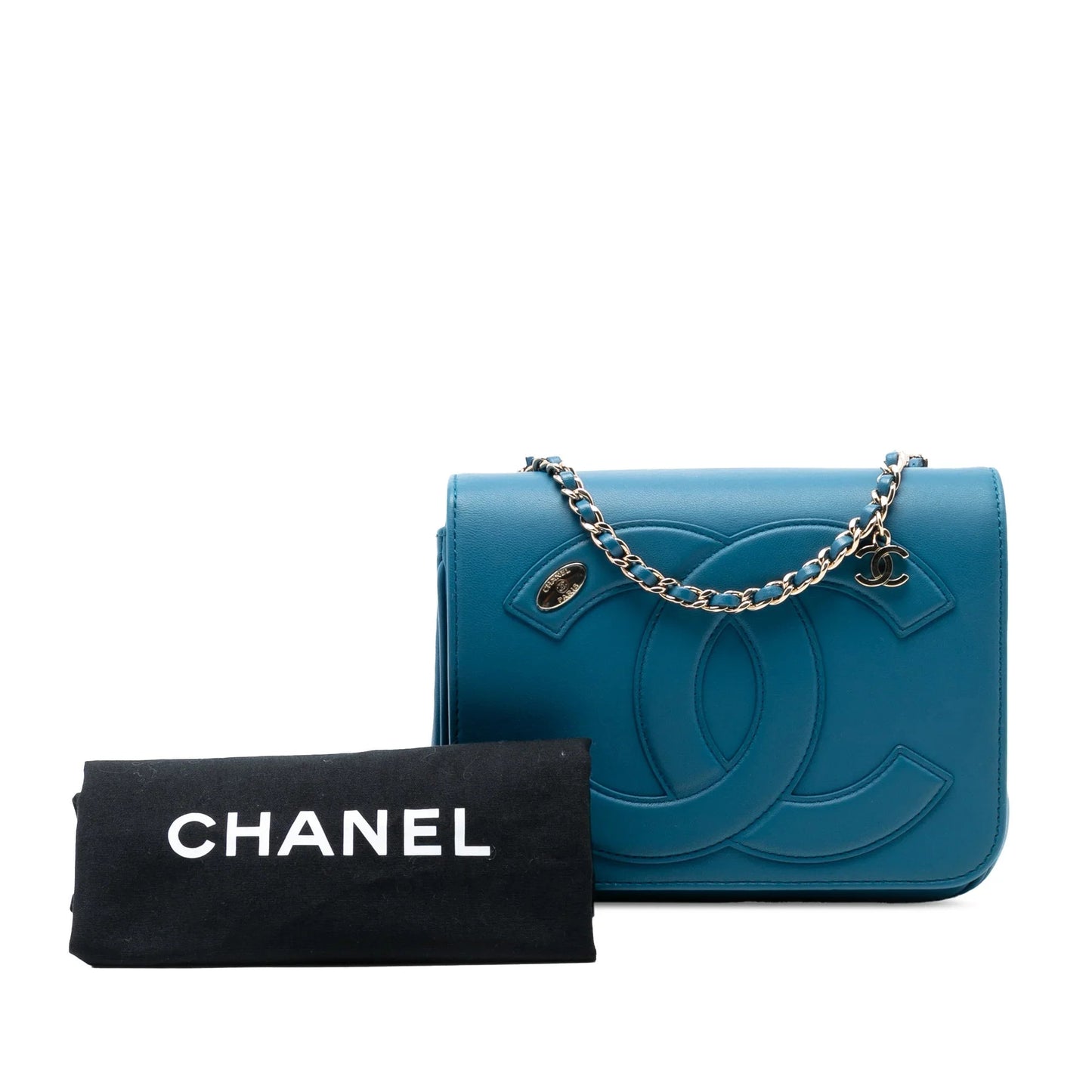 Blue Chanel Lambskin CC Mania Flap Crossbody Bag