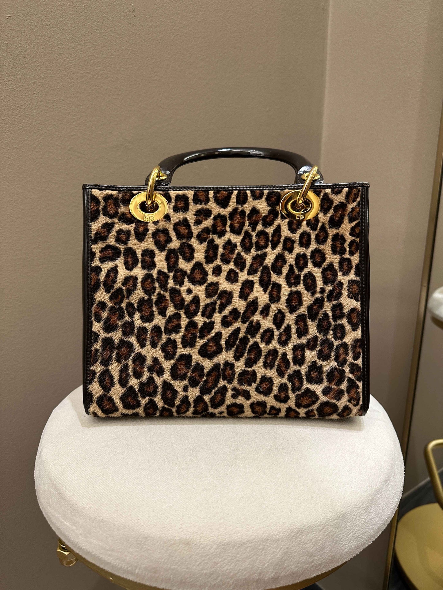 Dior Classic Lady Dior Black Patent / Brown Pony