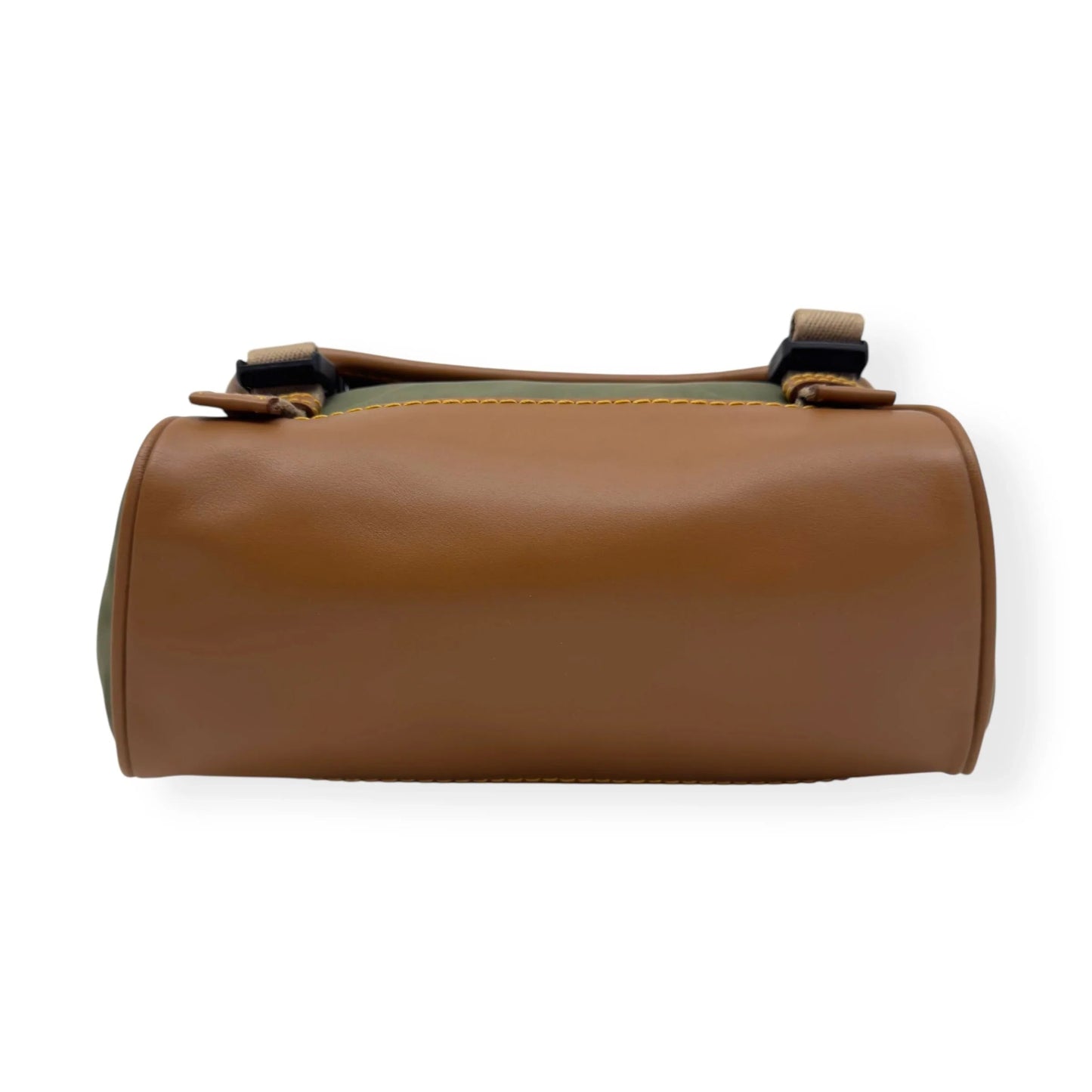 PRADA RE-NYLON AND LEATHER SHOULDER BAG MILITARY GREEN / CARAMEL S