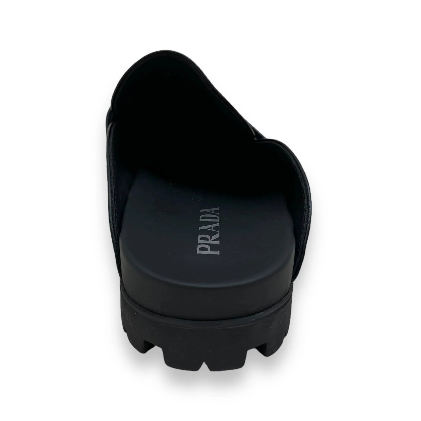 PRADA SOFT PADDED NAPPA LEATHER SABOTS BLACK UK12
