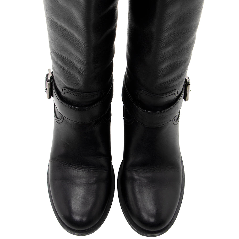 Prada Leather Buckle Boots - Size 5.5 / 35.5 (SHF-19584)
