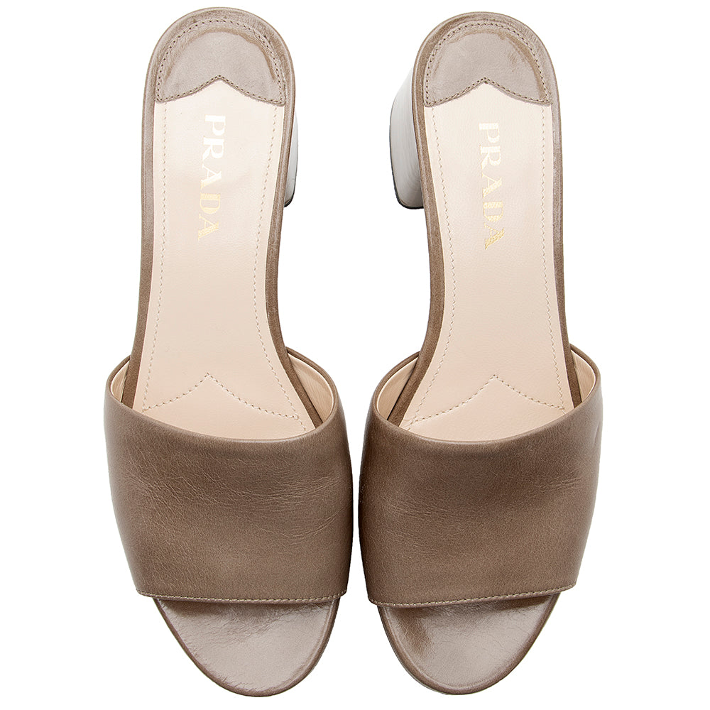 Prada Leather Platform Sandals - Size 8 / 38 (SHF-19302)