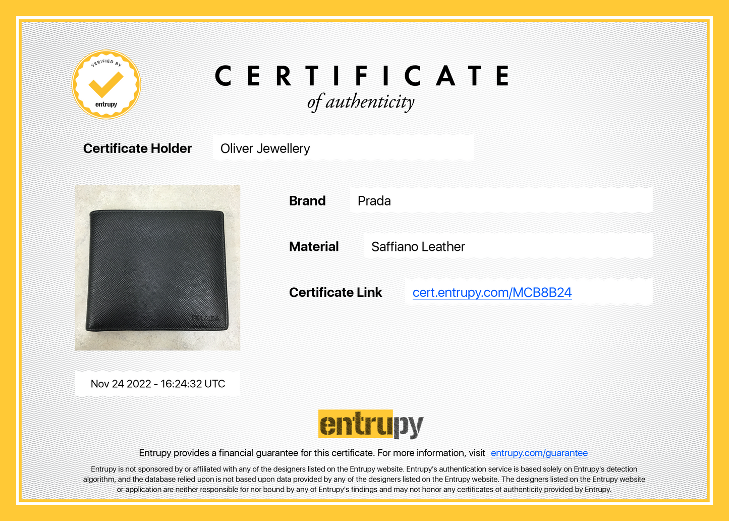 Prada Saffiano Leather Bifold Wallet