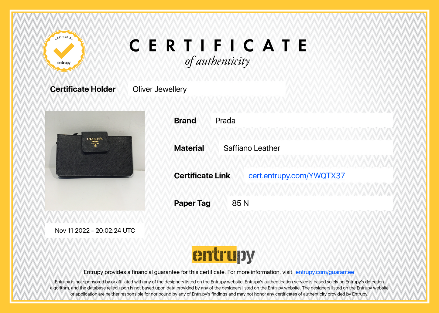 Prada Saffiano Leather Wristlet
