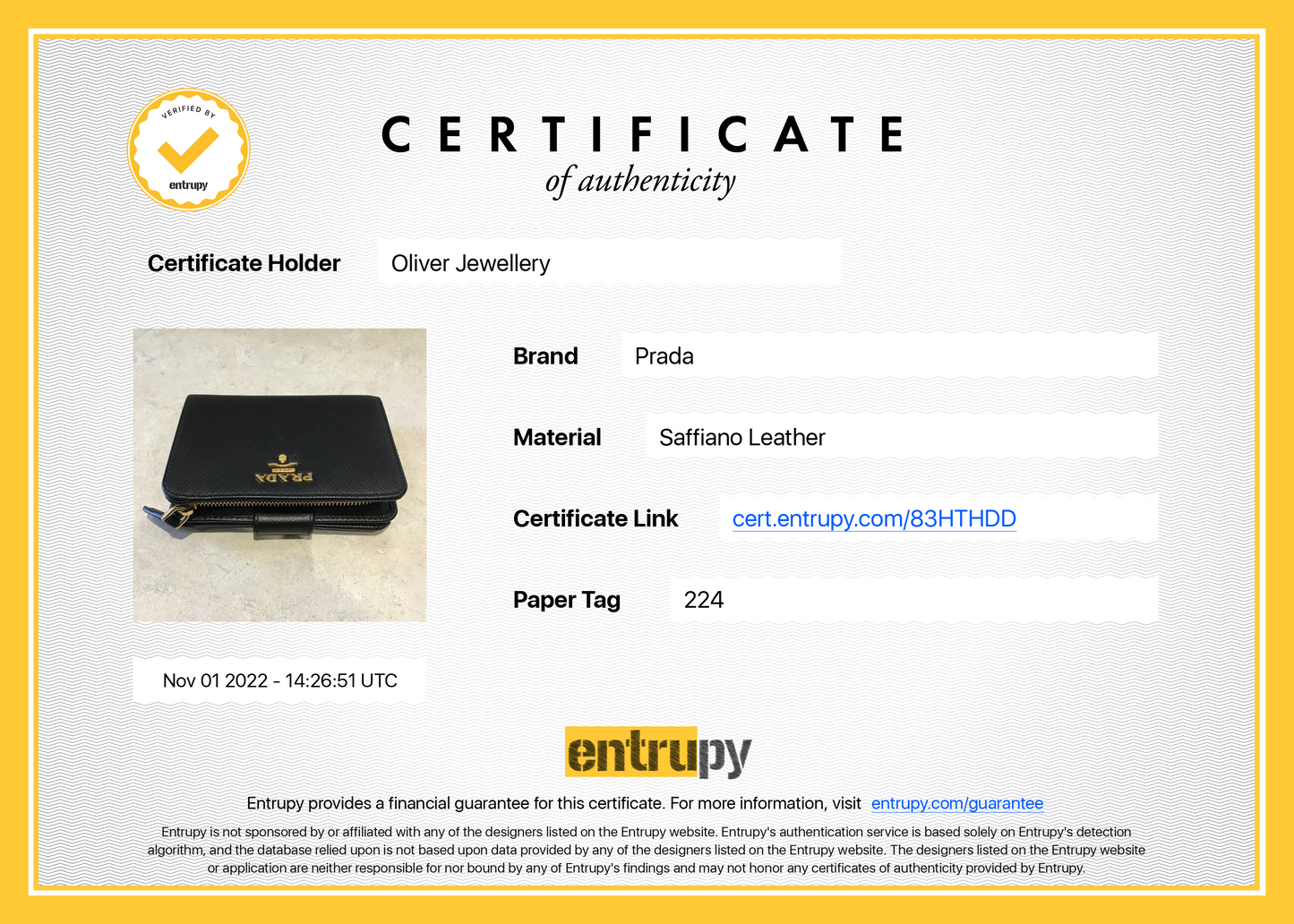 Prada Vitello Saffiano French Purse Wallet