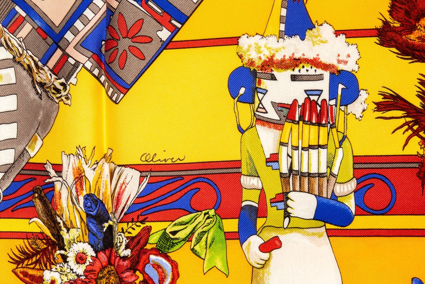 Hermes Yellow Kachinas Scarf Oliver