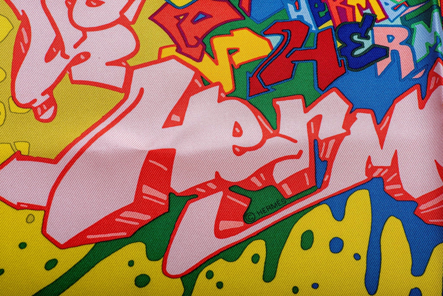 Hermes BN Yellow Graffiti Silk Gavroche