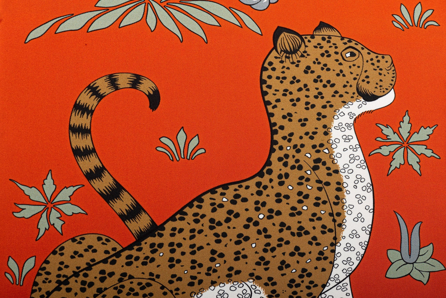 Hermes NIB Orange Guepards Silk Stole