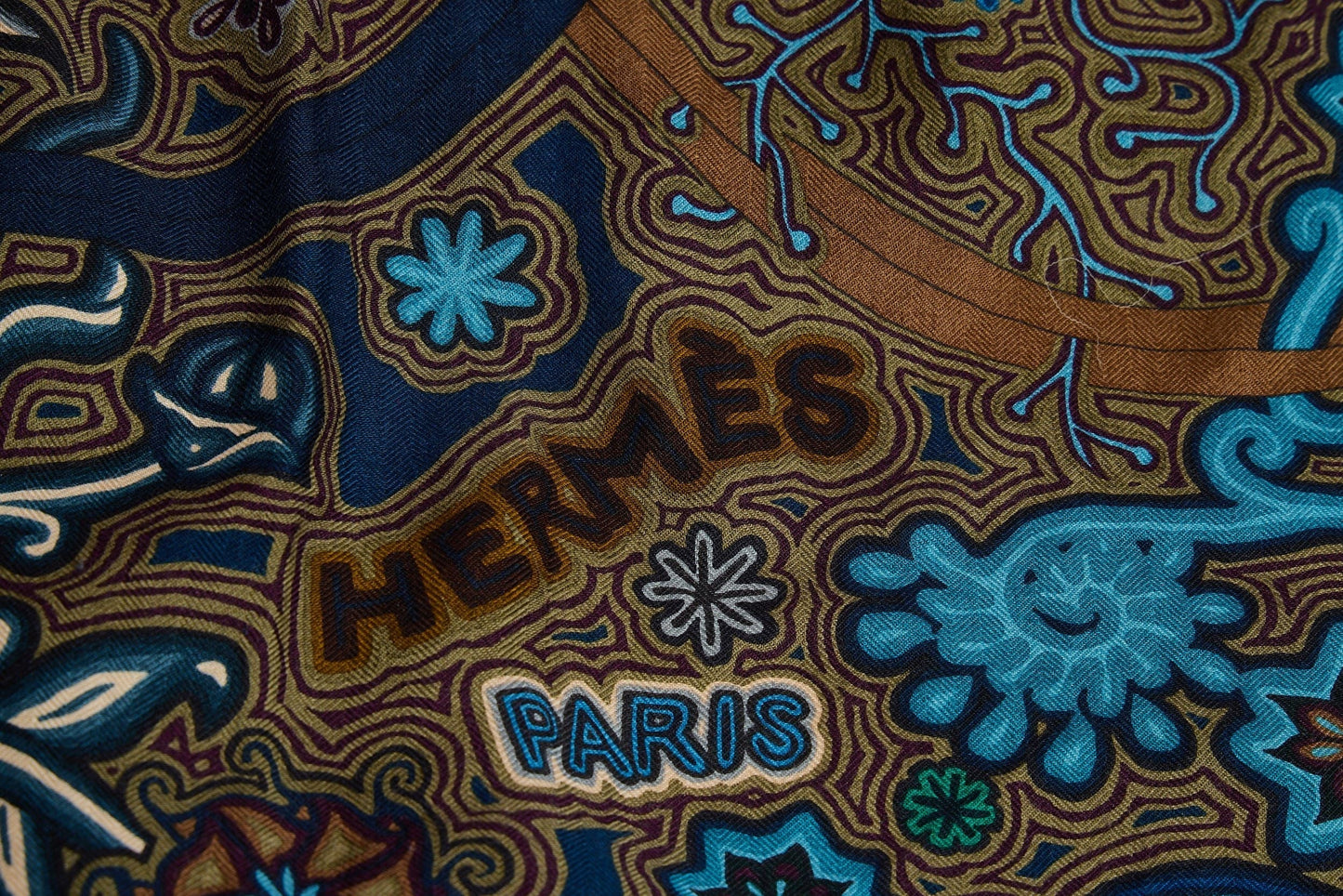 Hermes Blue / Multicolor Cashmere Shawl