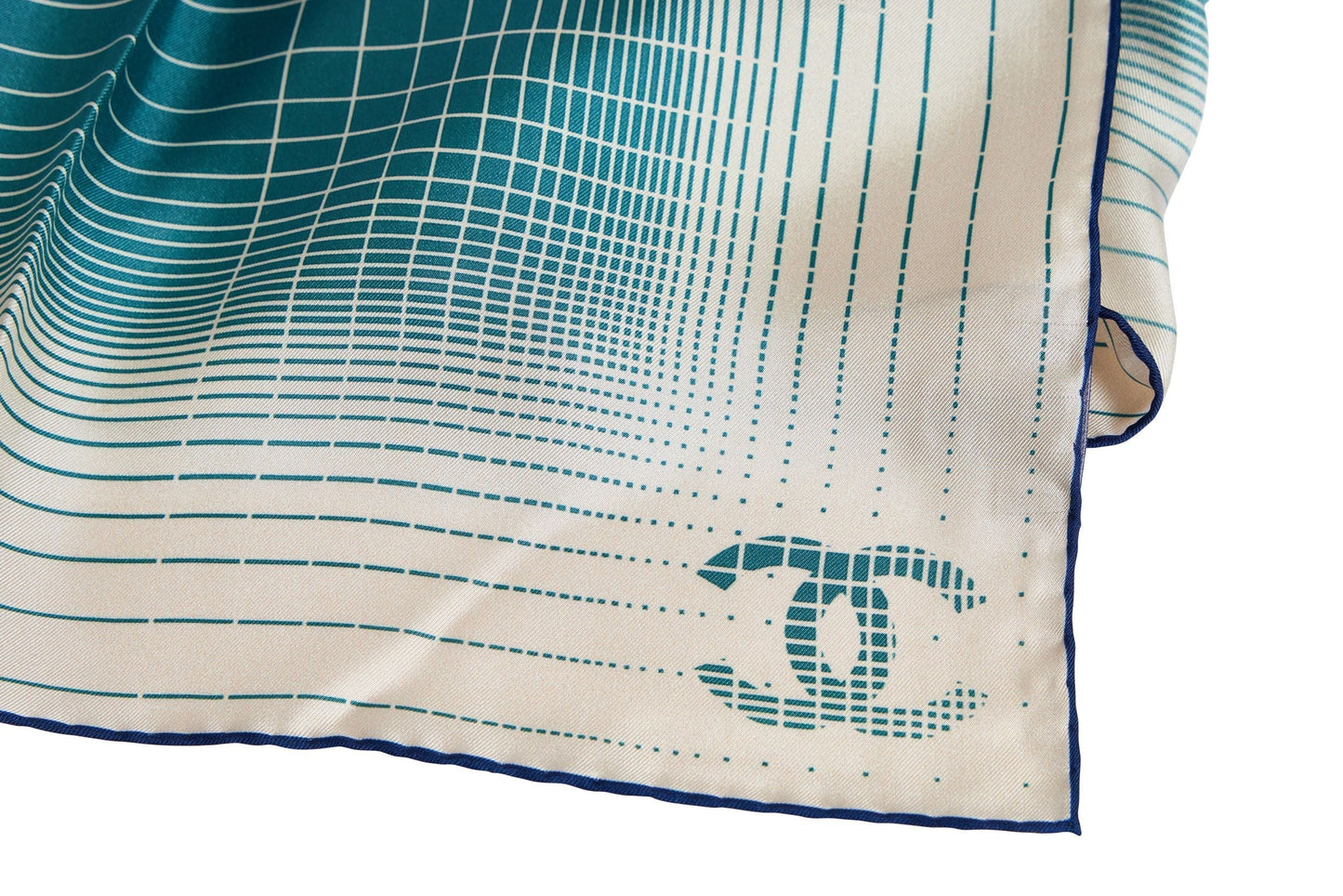 Chanel Green/White CC Logo Silk Shawl