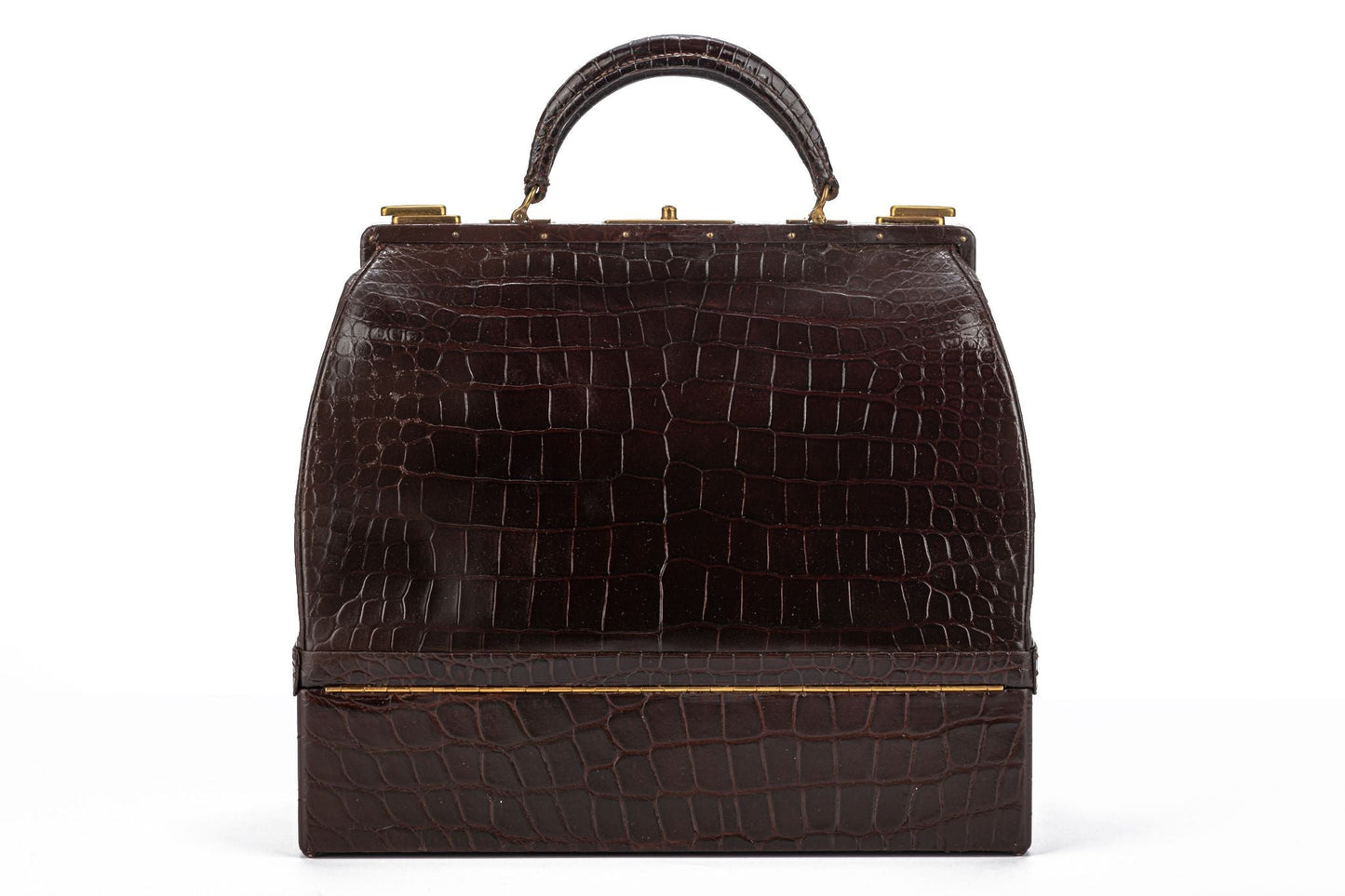 Hermes LG Brown Croc Doctor Bag