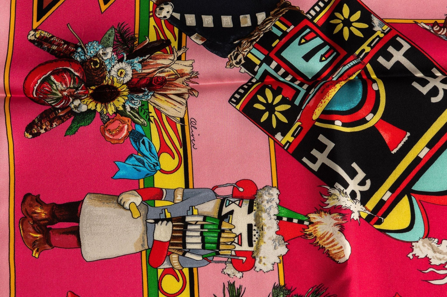 Hermes Pink Kachinas Silk Scarf