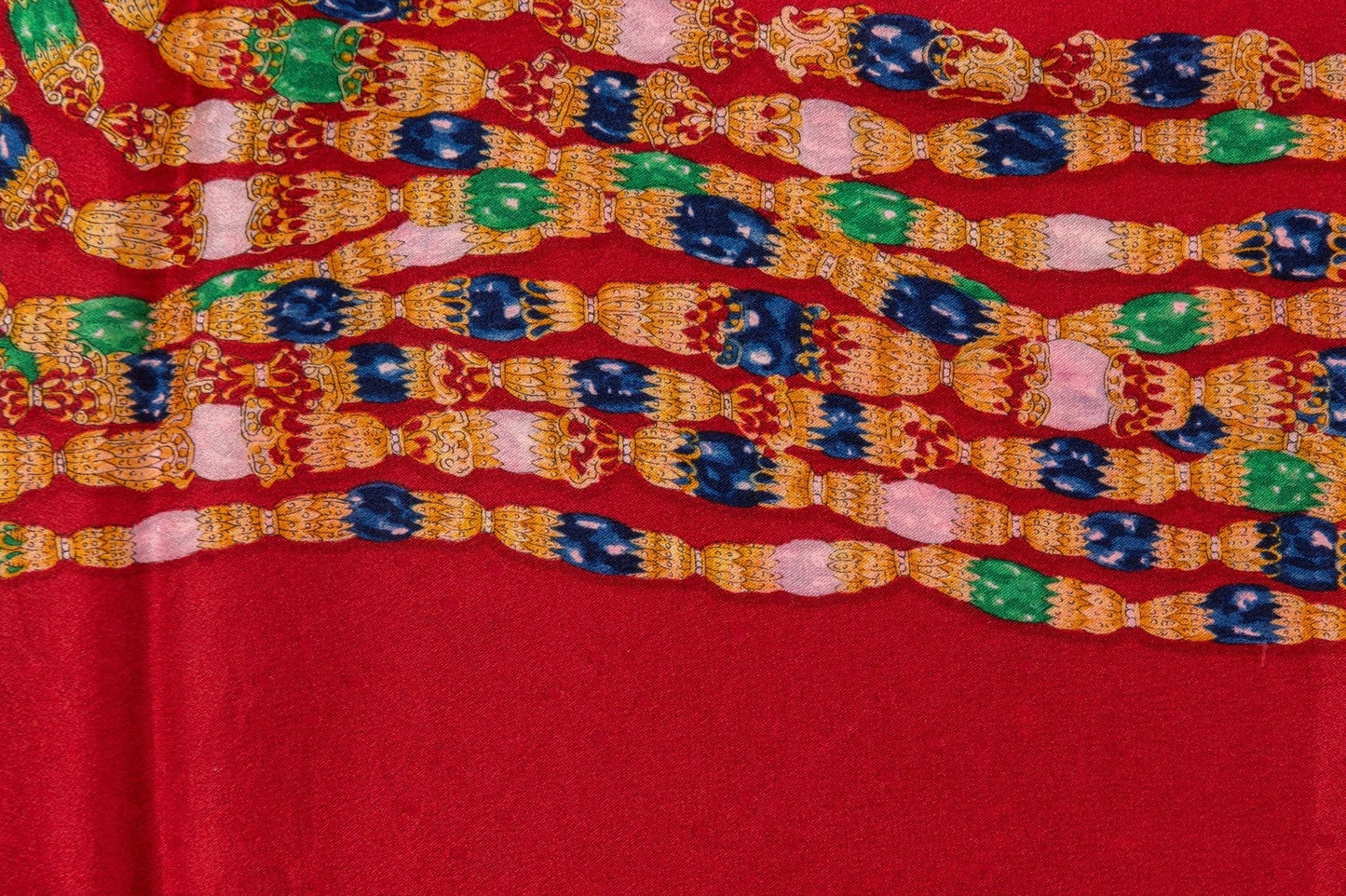 Chanel 80s Red Gripoix Silk Scarf