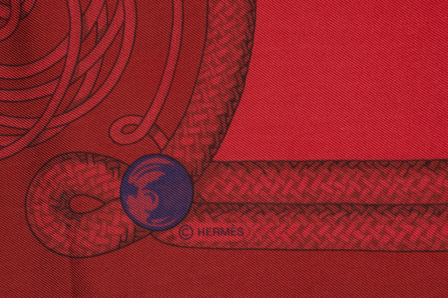 Hermes "Brandebourg" Red Die Silk Scarf
