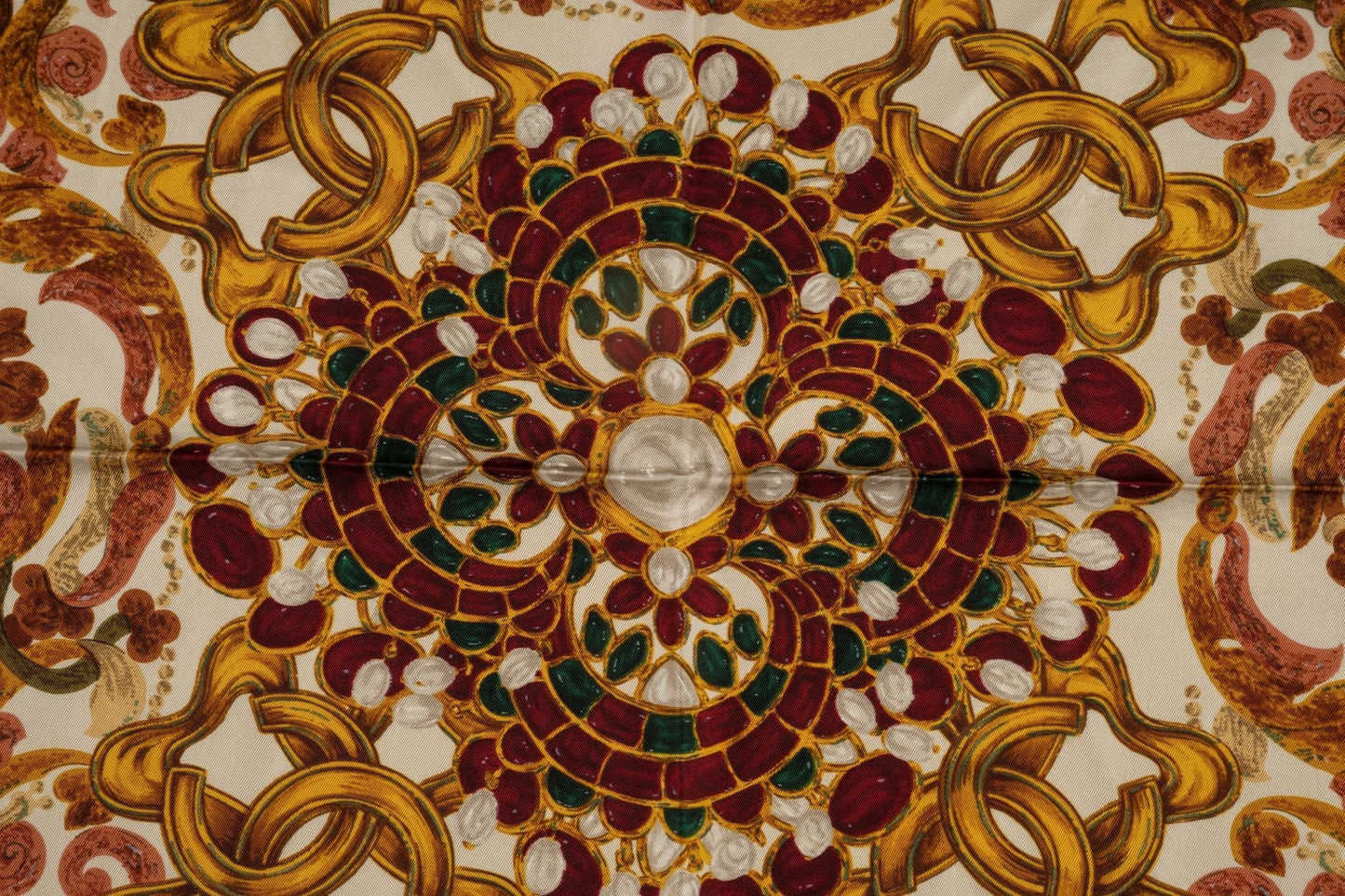 Chanel Cream "Bijoux" Silk Scarf