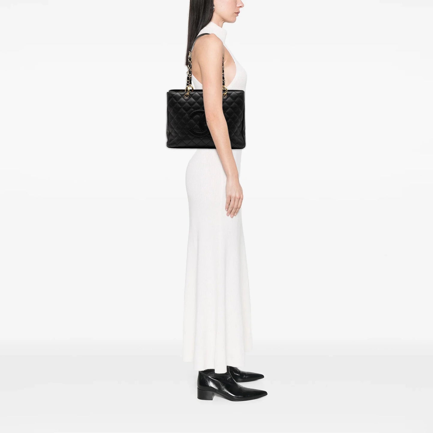 Black Chanel Caviar Grand Shopping Tote