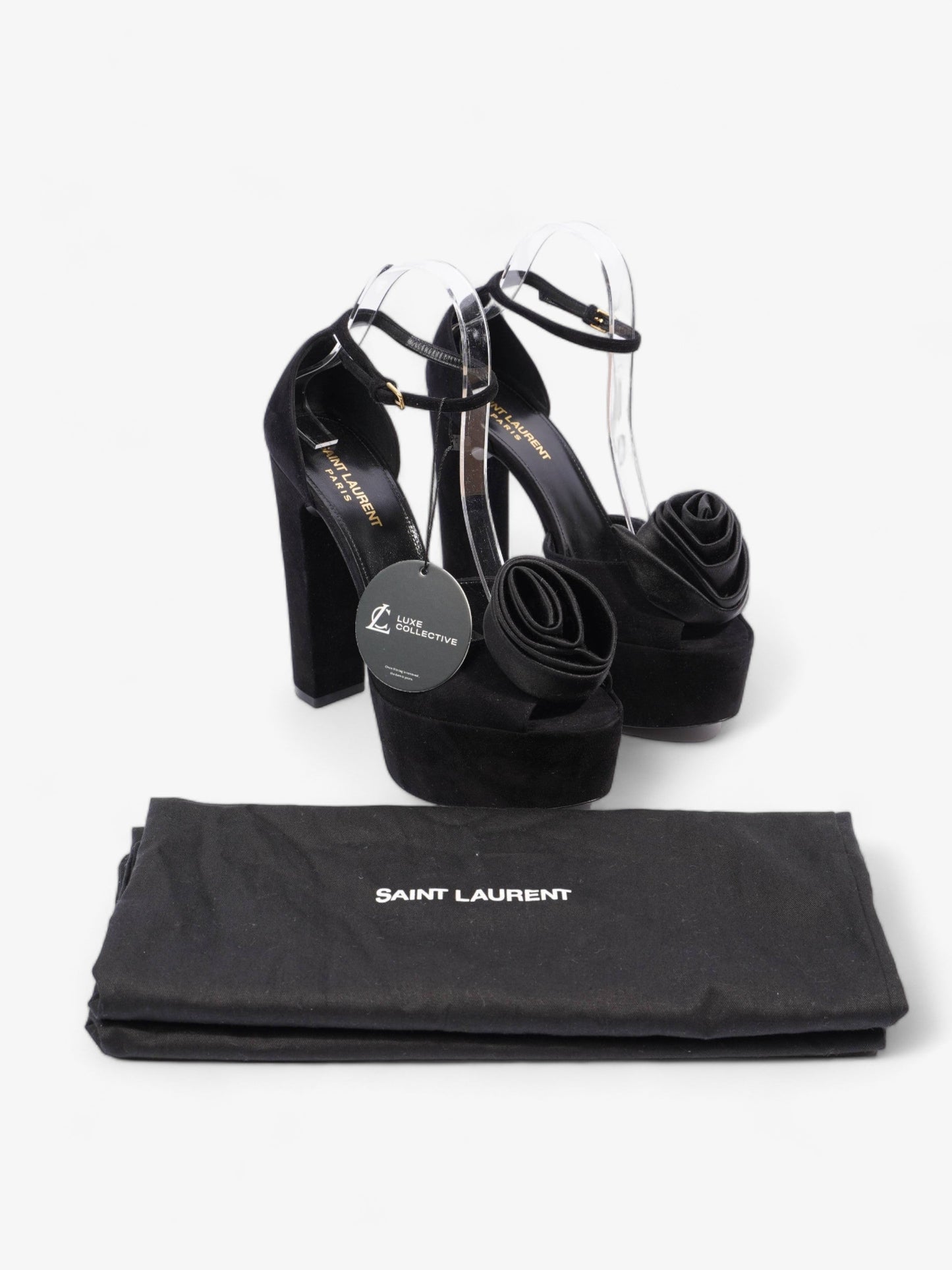 Saint Laurent Platform Sandal 130 Black Velvet EU 38 UK 5