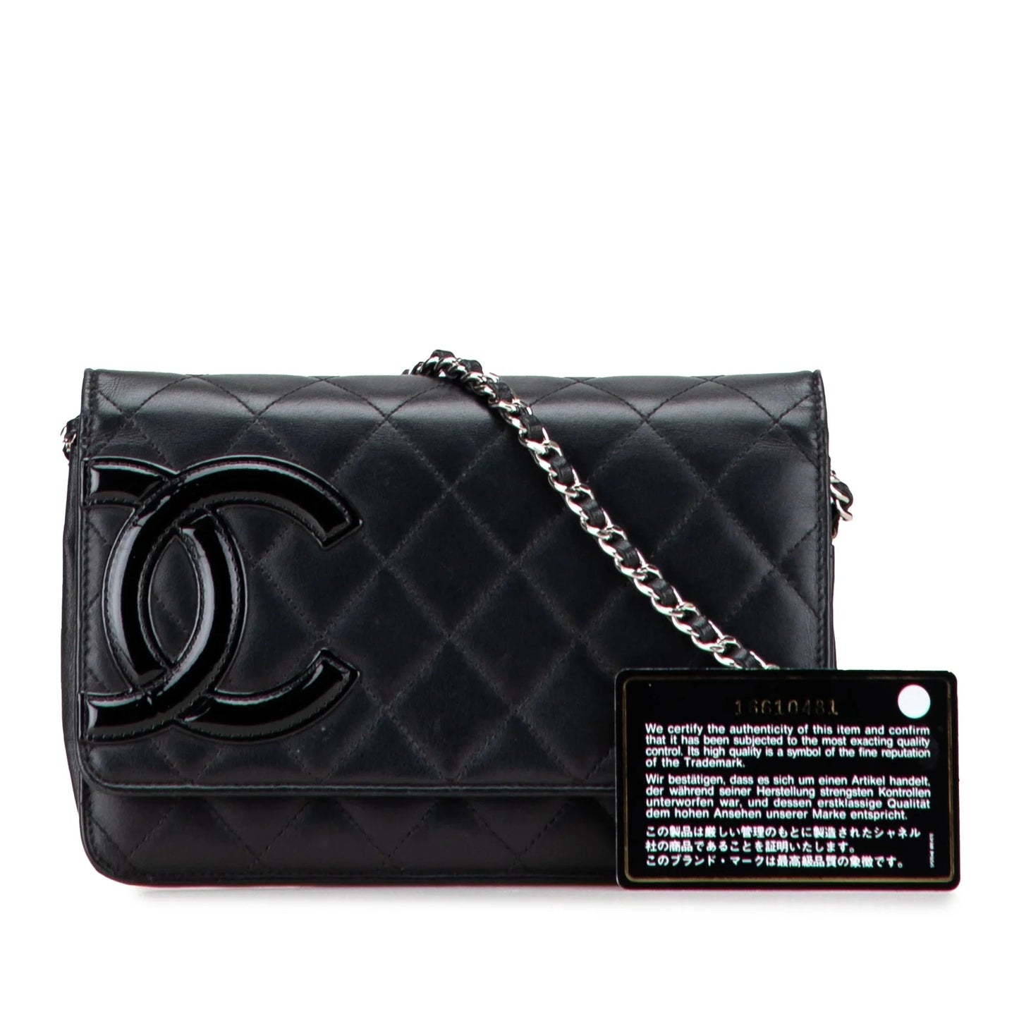 Black Chanel Lambskin Cambon Ligne Wallet On Chain Crossbody Bag