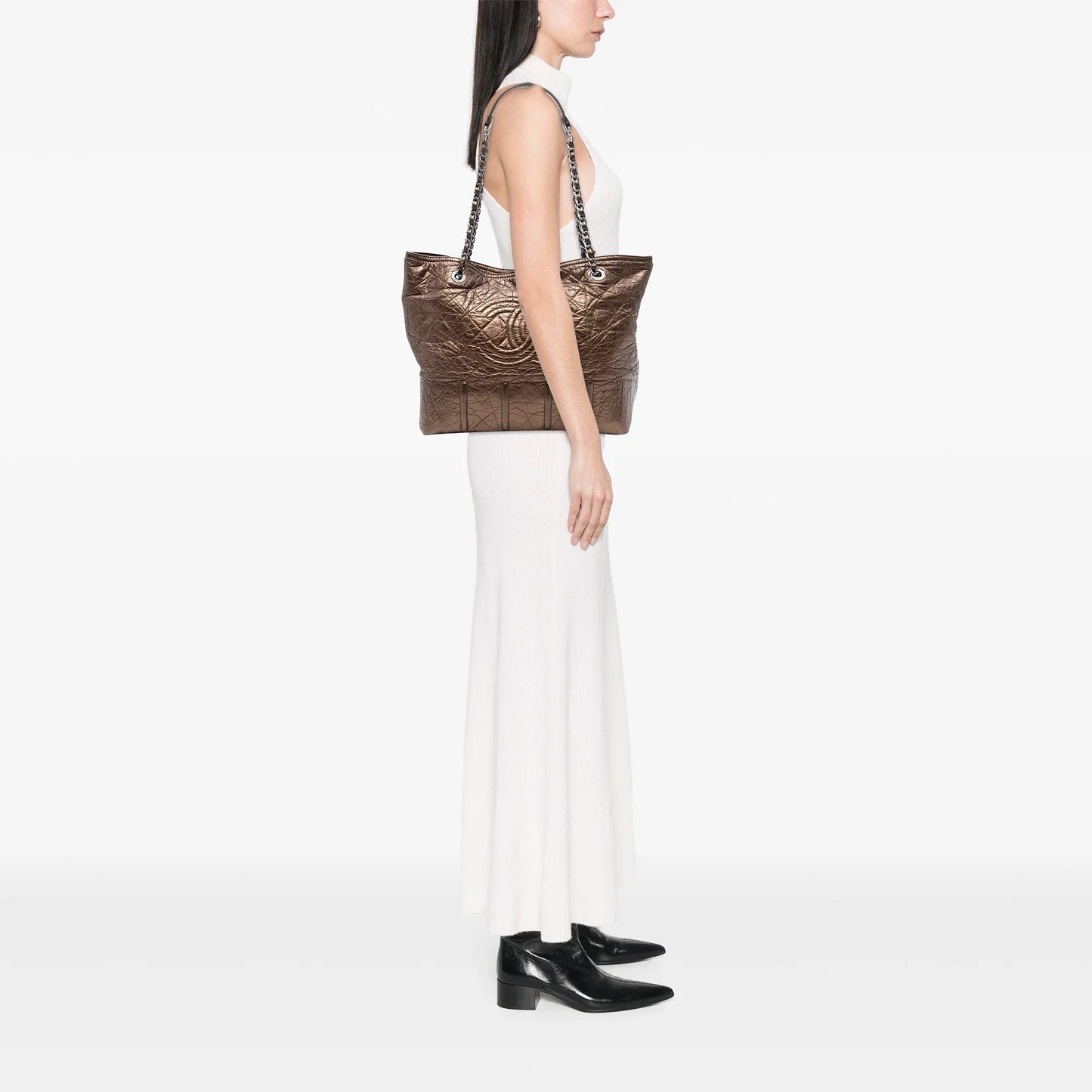Brown Chanel Distressed Calfskin Shopping In Moscow Tote