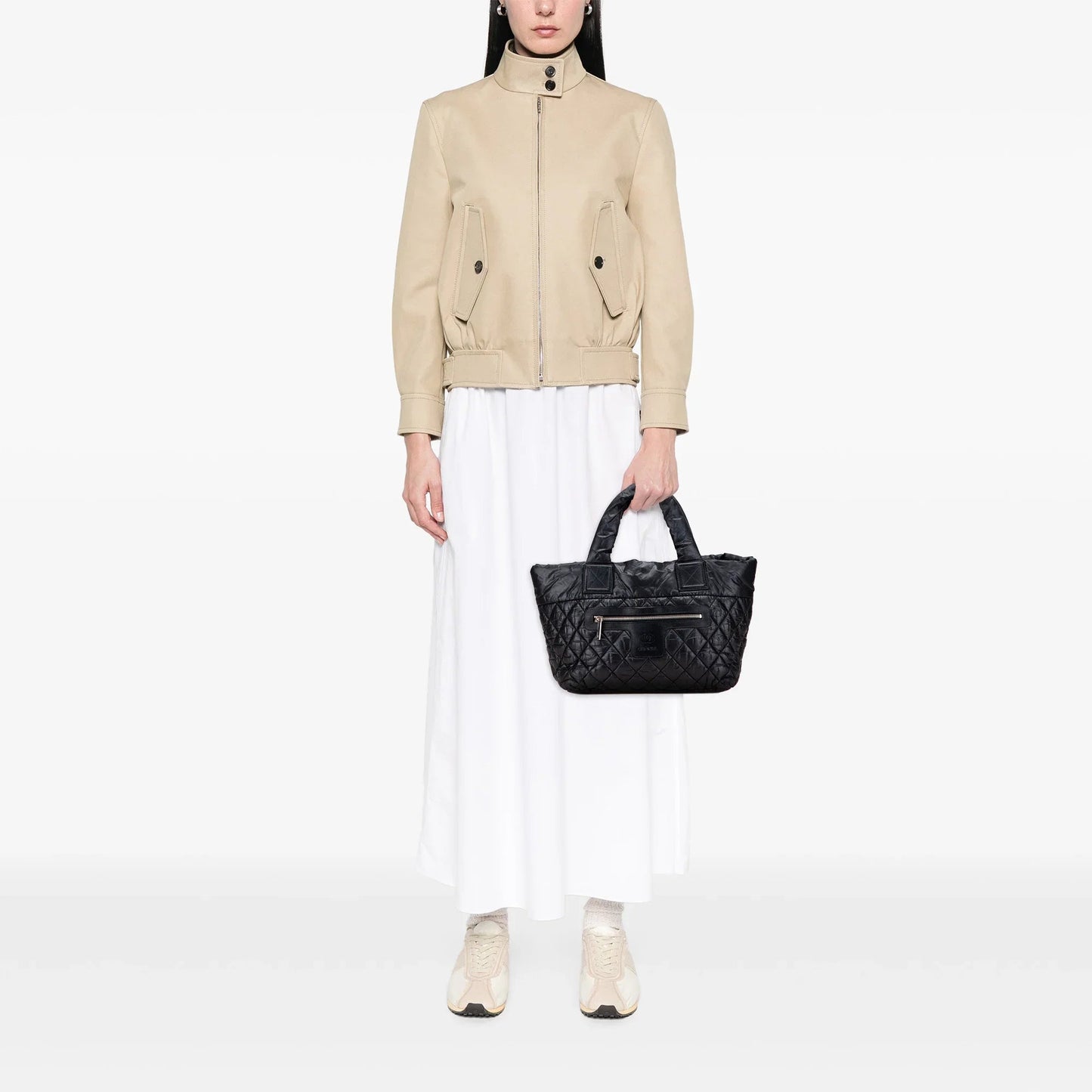Black Chanel Small Quilted Nylon Coco Cocoon Tote