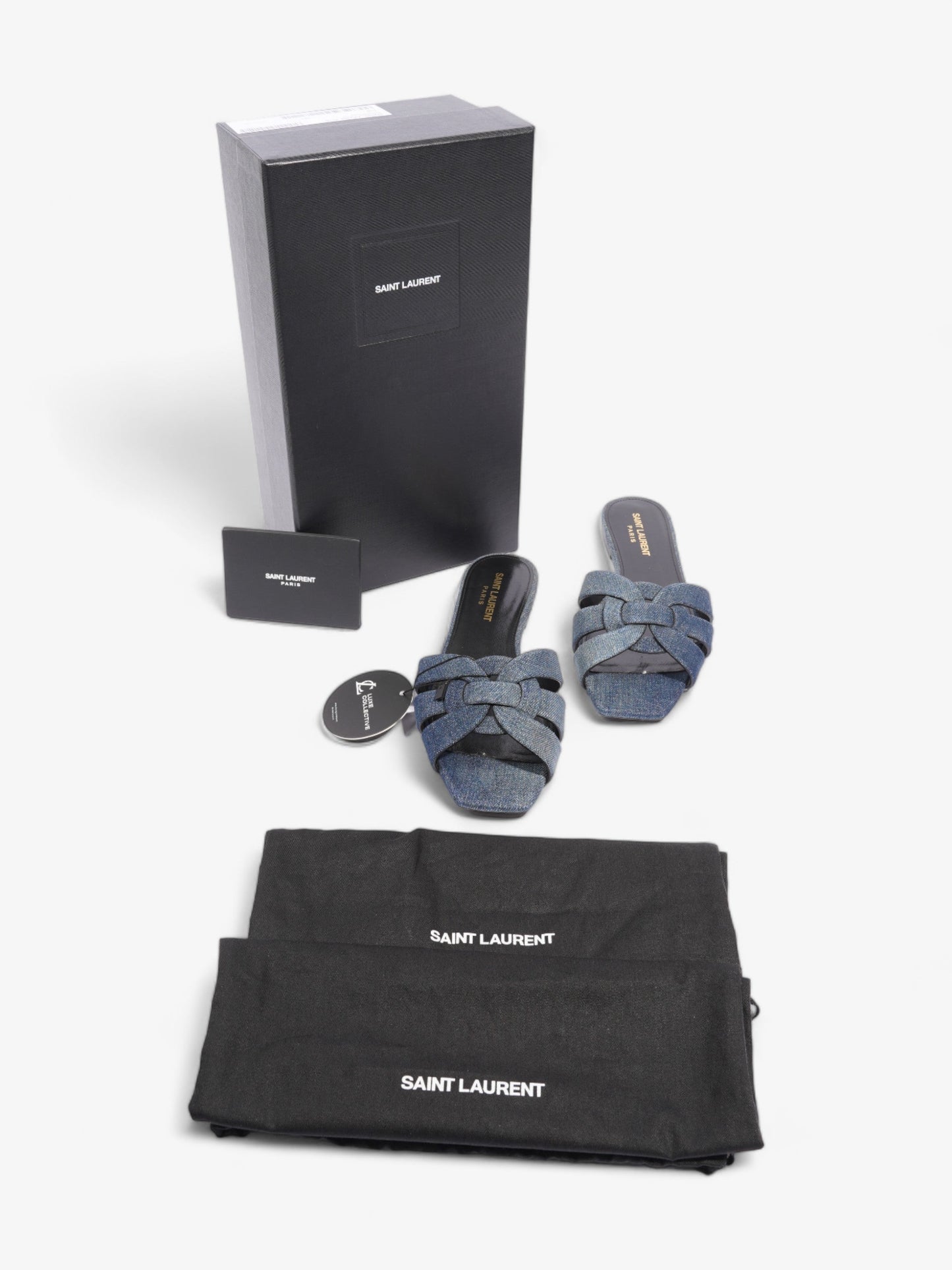Saint Laurent Nu Pieds Denim Sandals Blue Denim EU 37.5 UK 4.5
