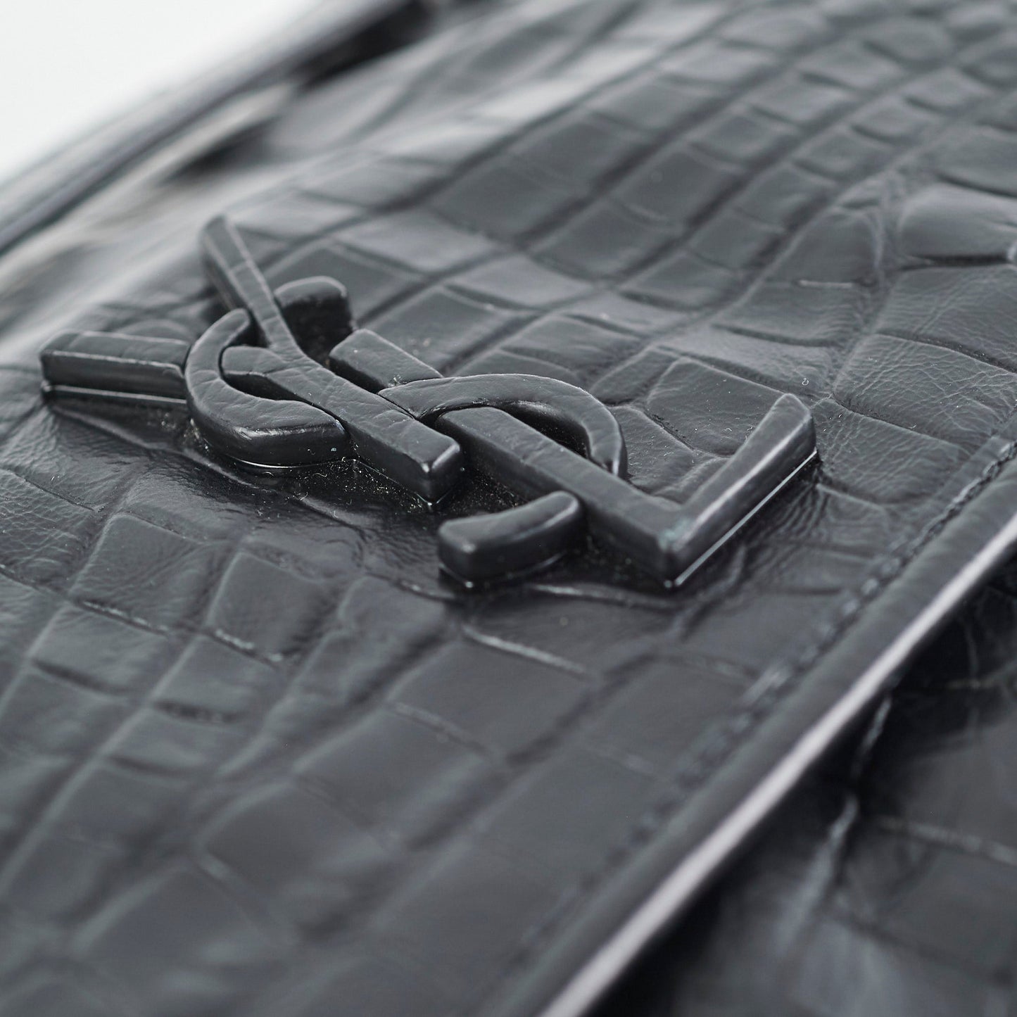 Saint Laurent Black Niki Medium In Crocodile-Embossed Leather