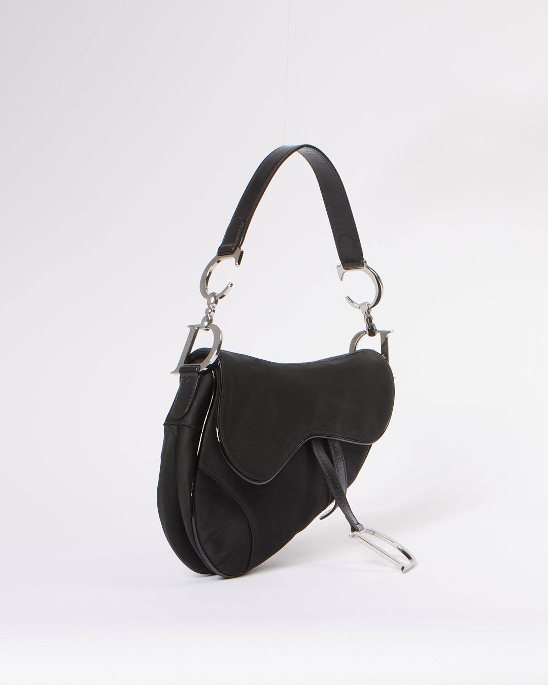 Dior Black Satin Saddle Shoulder Bag