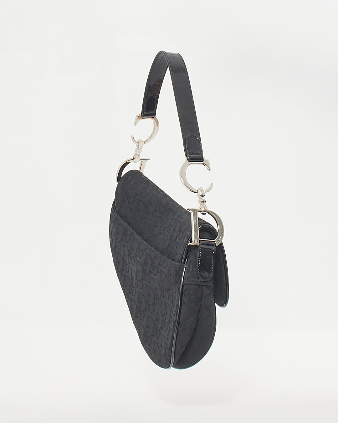 Dior Black Canvas Oblique Saddle Bag